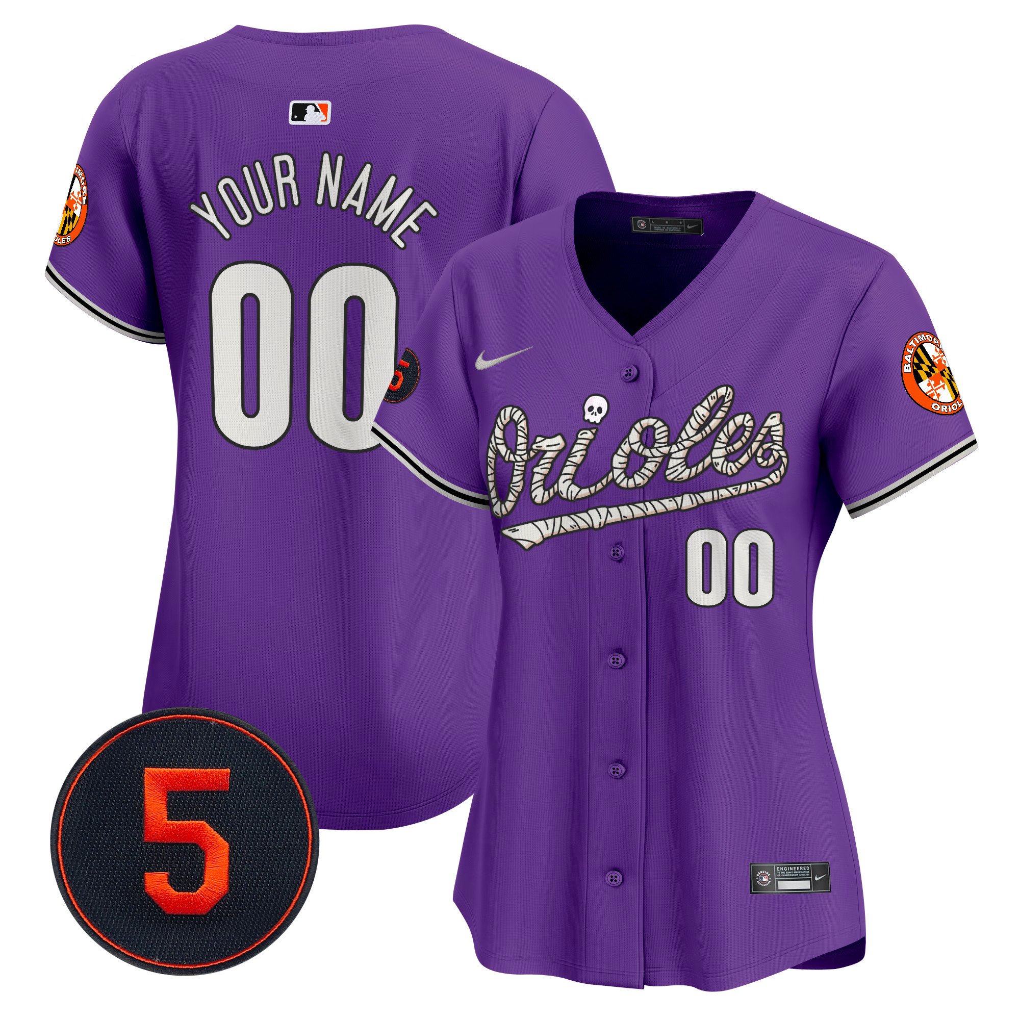 Women Baltimore Orioles Halloween Vapor Premier Limited Custom Purple Jersey - All Stitched