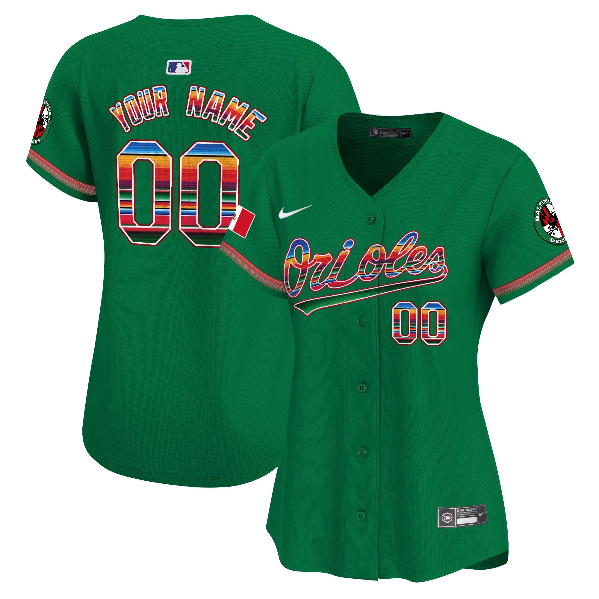 Women Baltimore Orioles Mexico Vapor Premier Limited Custom Green Jersey - All Stitched