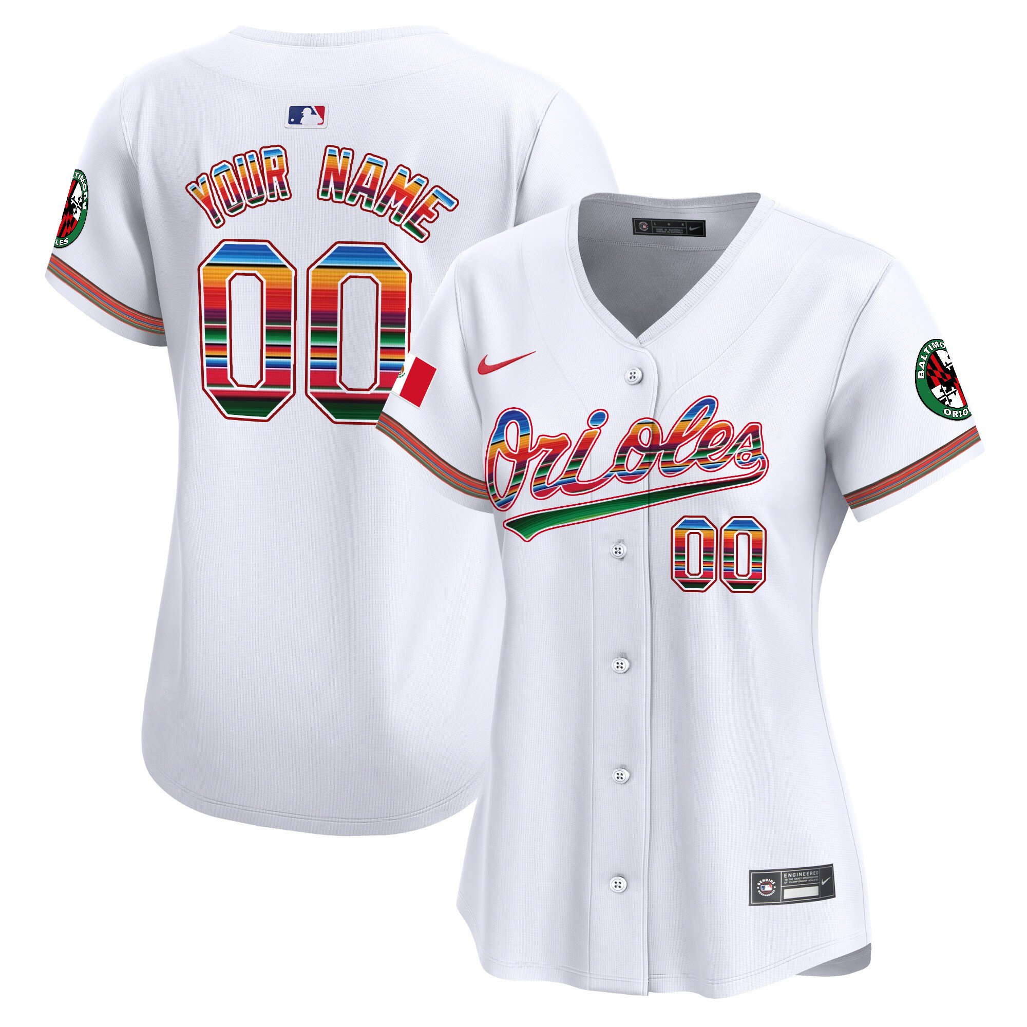Women Baltimore Orioles Mexico Vapor Premier Limited Custom White Jersey - All Stitched