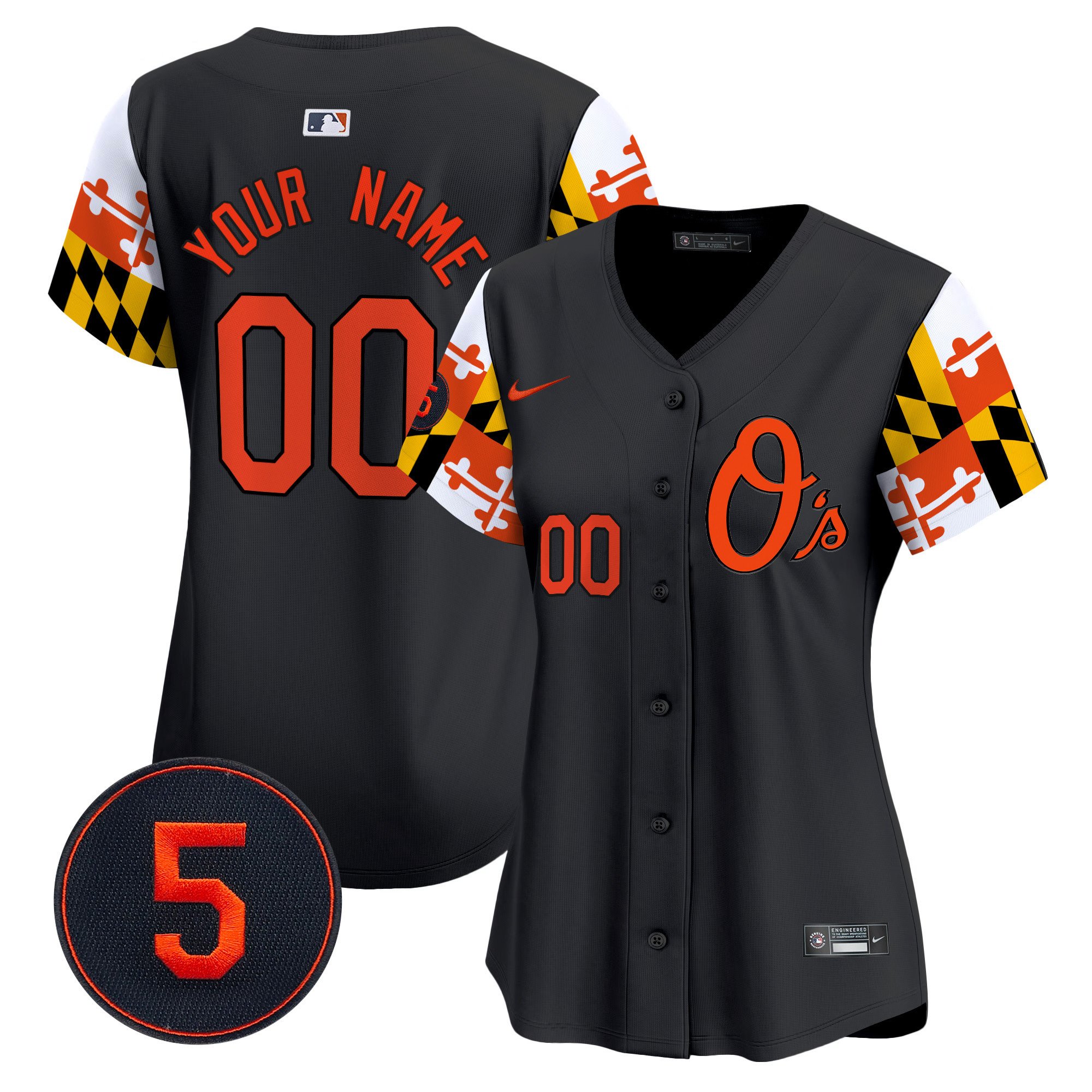 Women Baltimore Orioles Robinson Patch Vapor Premier Limited Custom Black Jersey V5 - All Stitched