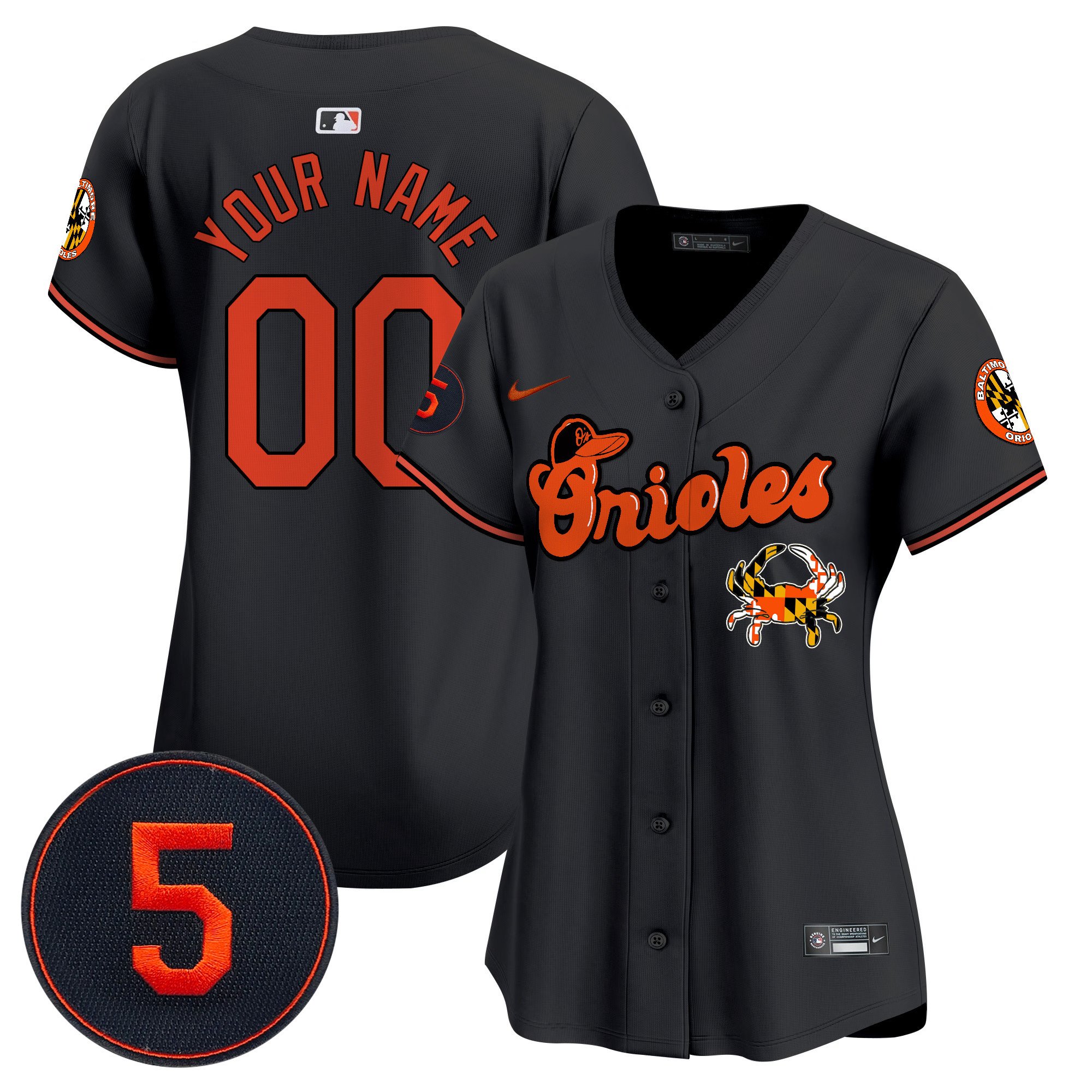 Women Baltimore Orioles Robinson Patch Vapor Premier Limited Custom Black Jersey V6 - All Stitched