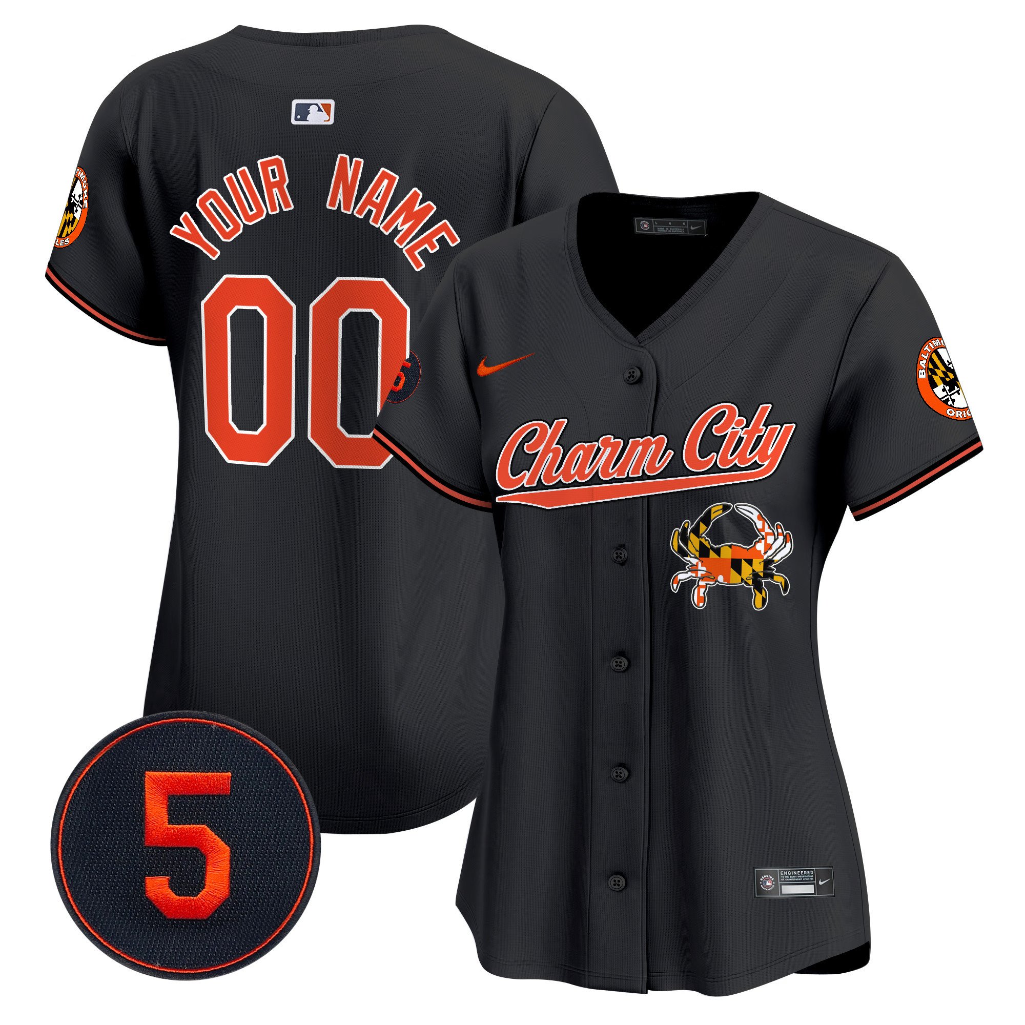 Women Baltimore Orioles Robinson Patch Vapor Premier Limited Custom Black Jersey V8 - Stitched