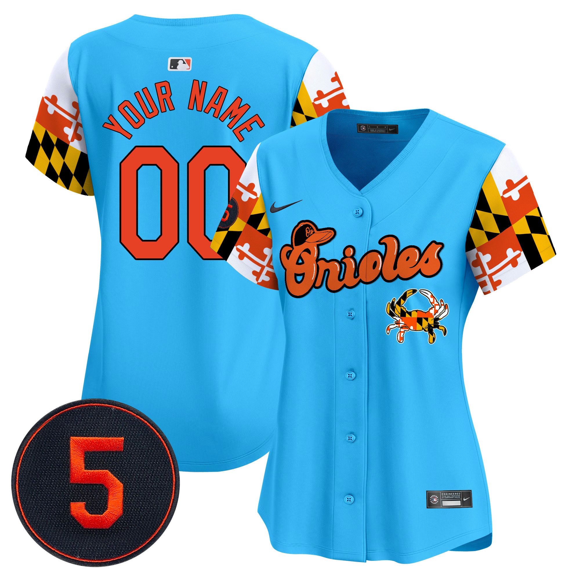 Women Baltimore Orioles Robinson Patch Vapor Premier Limited Custom Light Blue Jersey V7 - All Stitched
