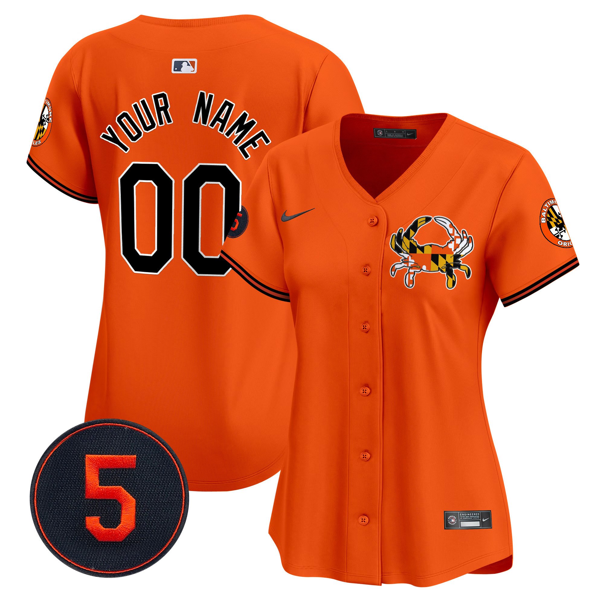 Women Baltimore Orioles Robinson Patch Vapor Premier Limited Custom Orange Jersey V3 - All Stitched