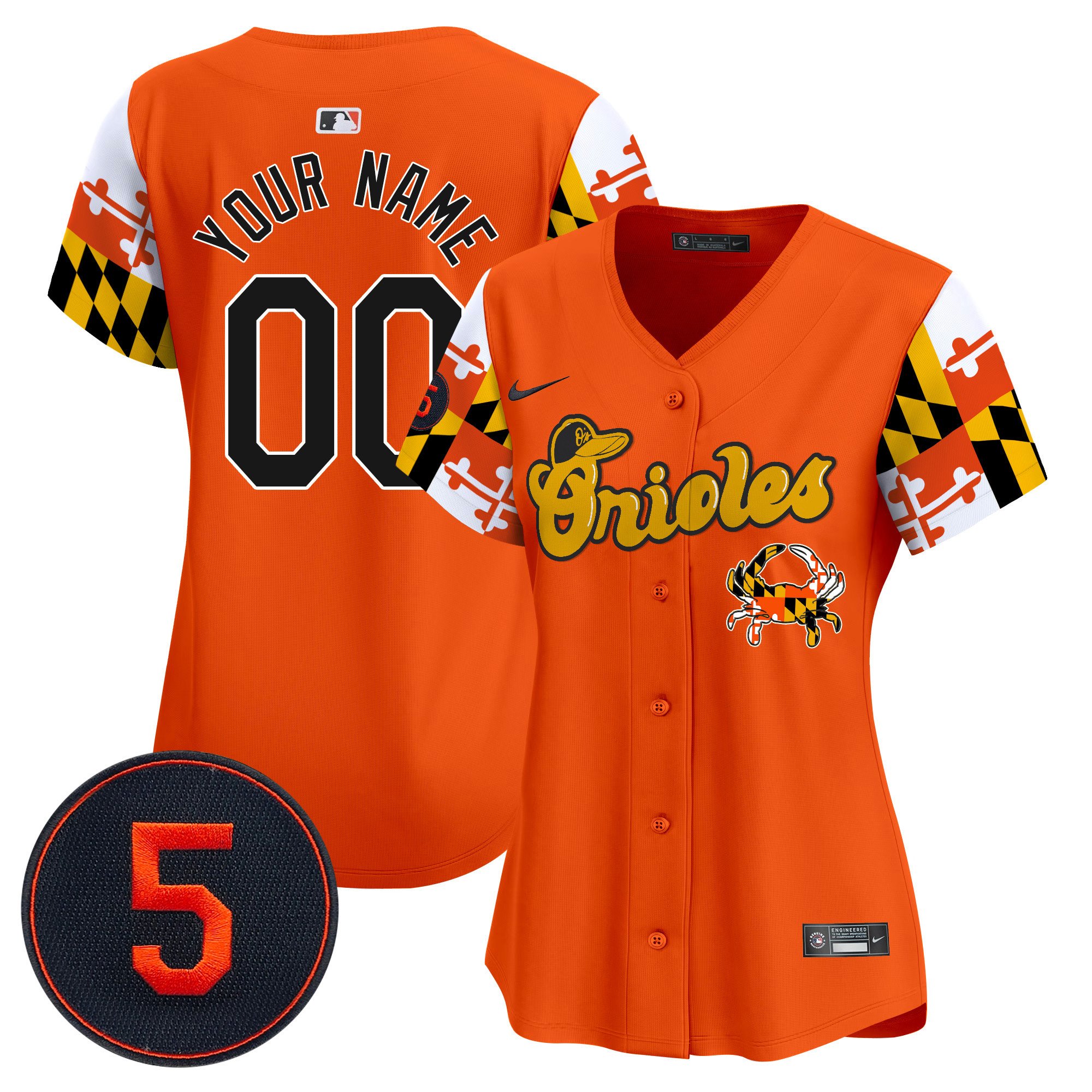 Women Baltimore Orioles Robinson Patch Vapor Premier Limited Custom Orange Jersey V7 - All Stitched