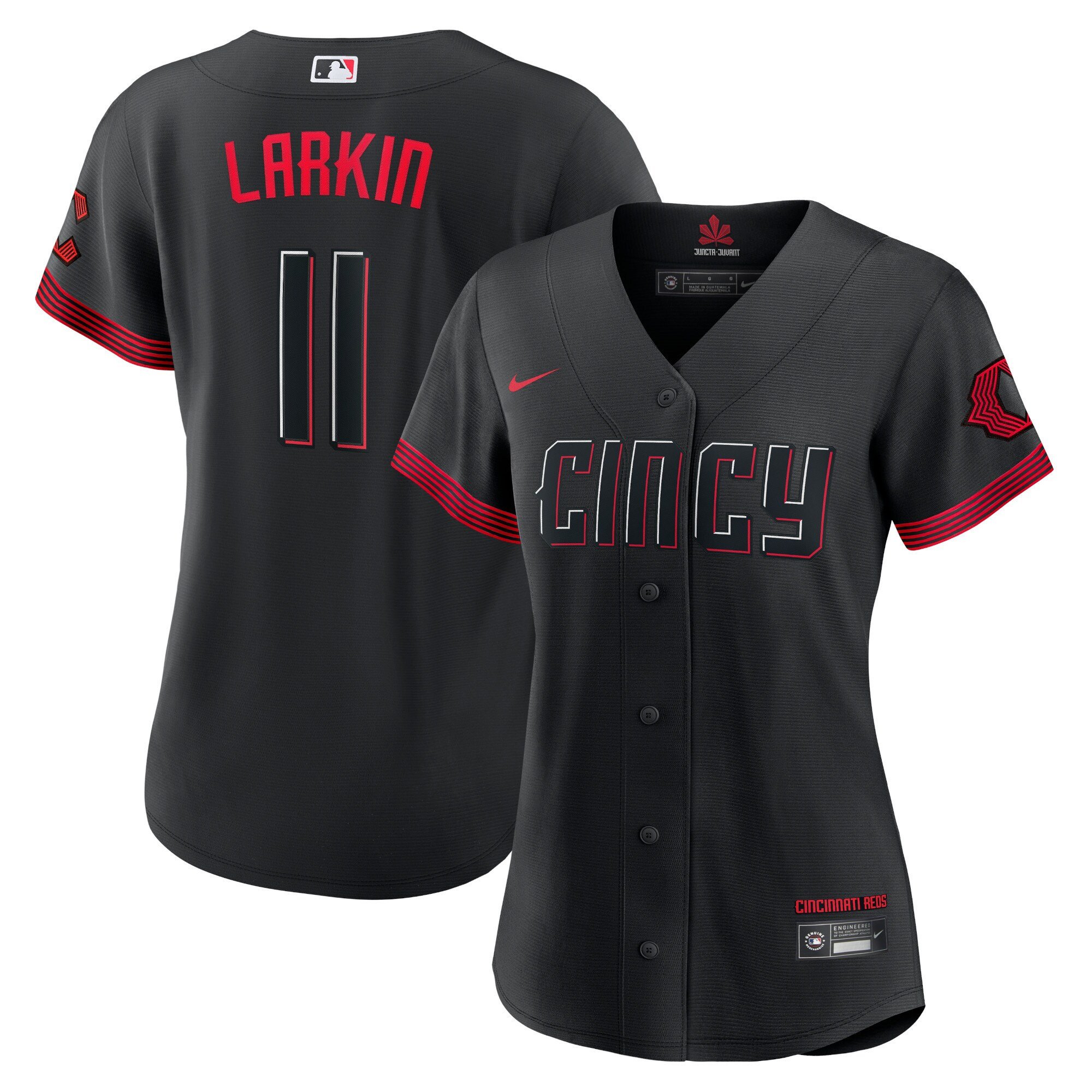 Women Barry Larkin Cincinnati Reds Black 2023 City Connect Flex Jersey - All Stitched