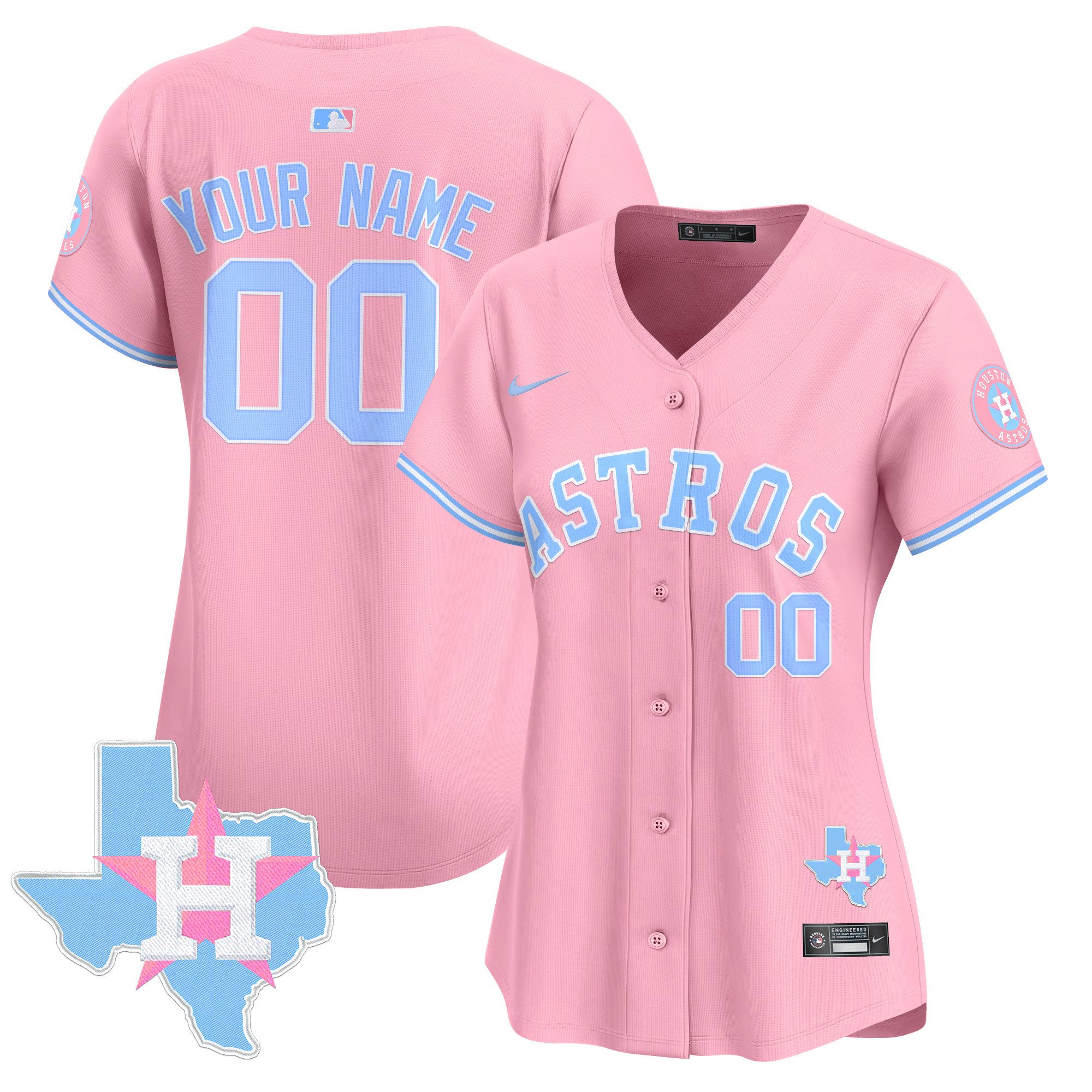 Women Houston Astros Bubblegum Pink Vapor Premier Limited Custom Pink Jersey - All Stitched