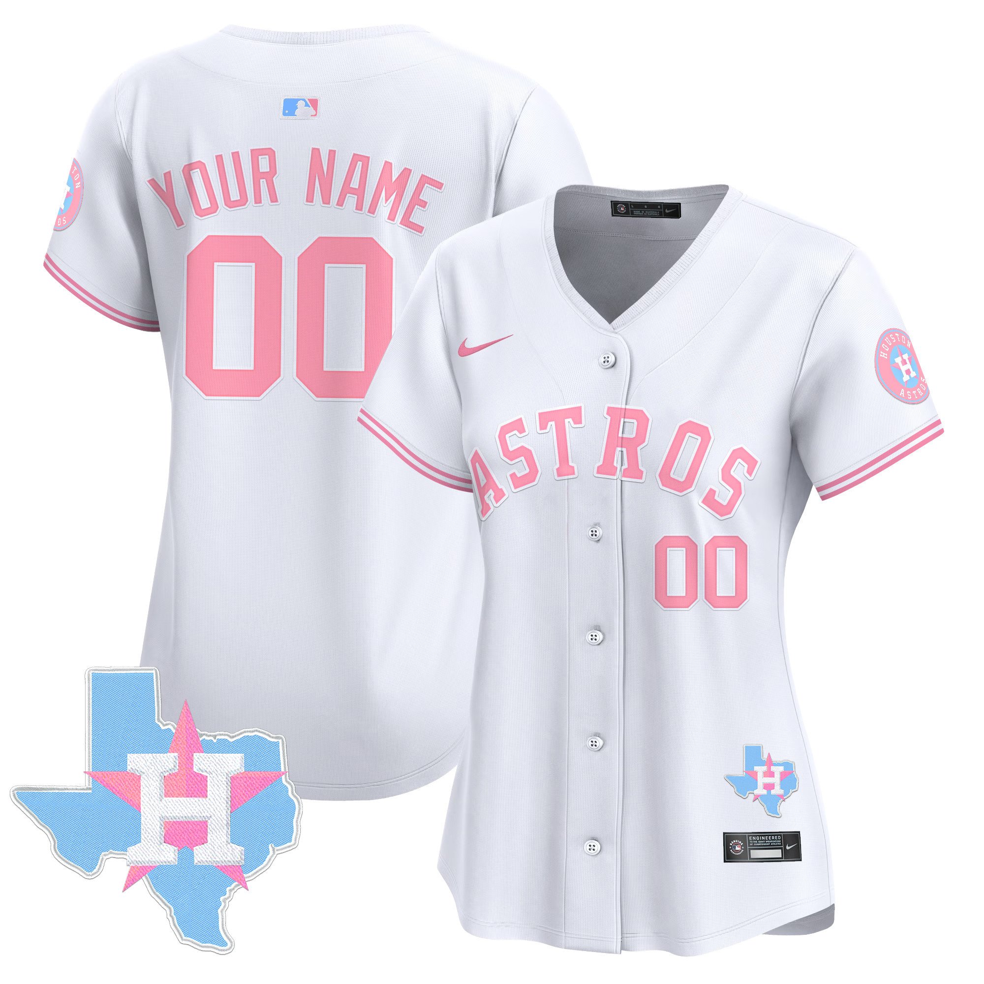 Women Houston Astros Bubblegum Pink Vapor Premier Limited Custom White Jersey - All Stitched