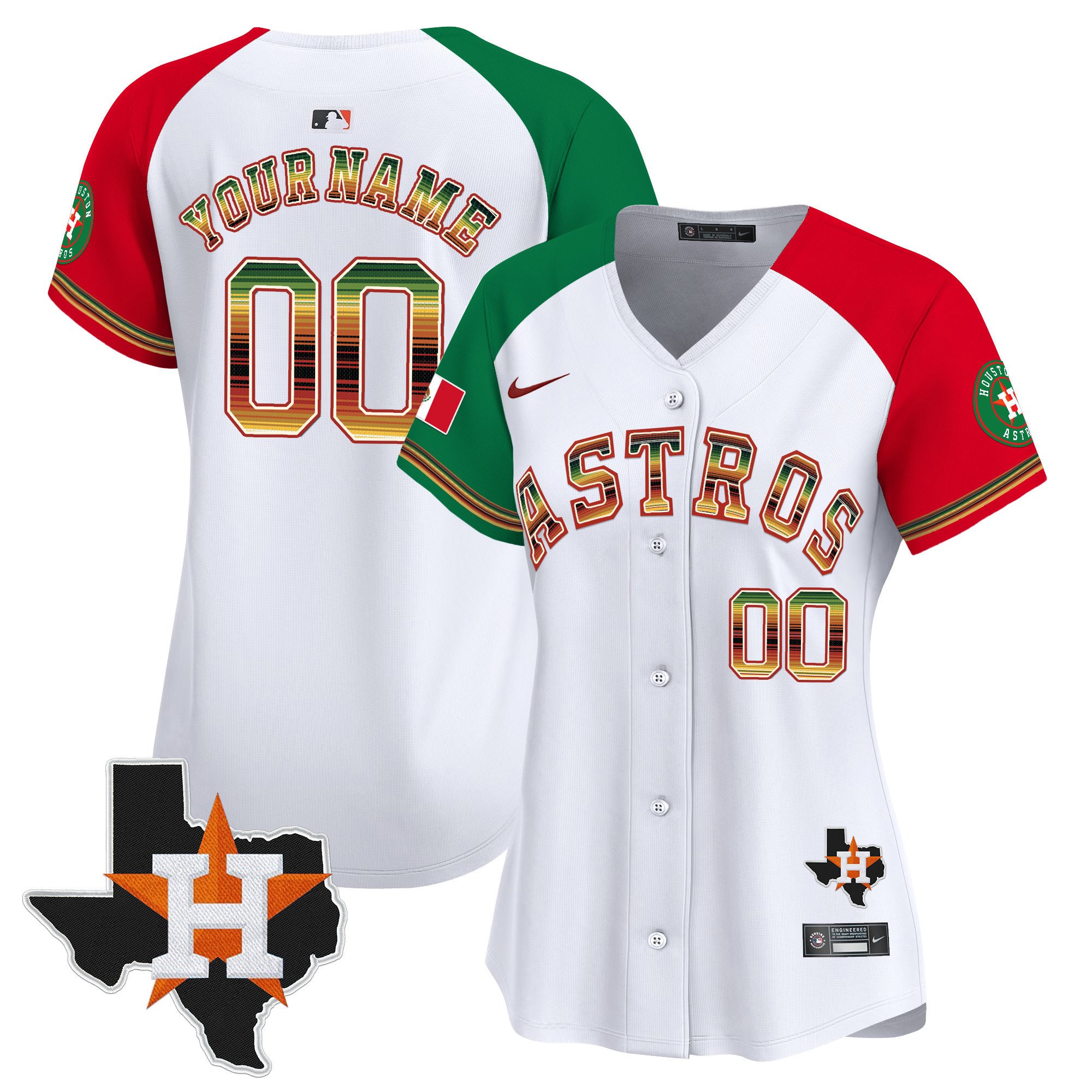 Women Houston Astros Mexico Traditional Style Vapor Premier Limited Custom Alternate Jersey - All Stitched