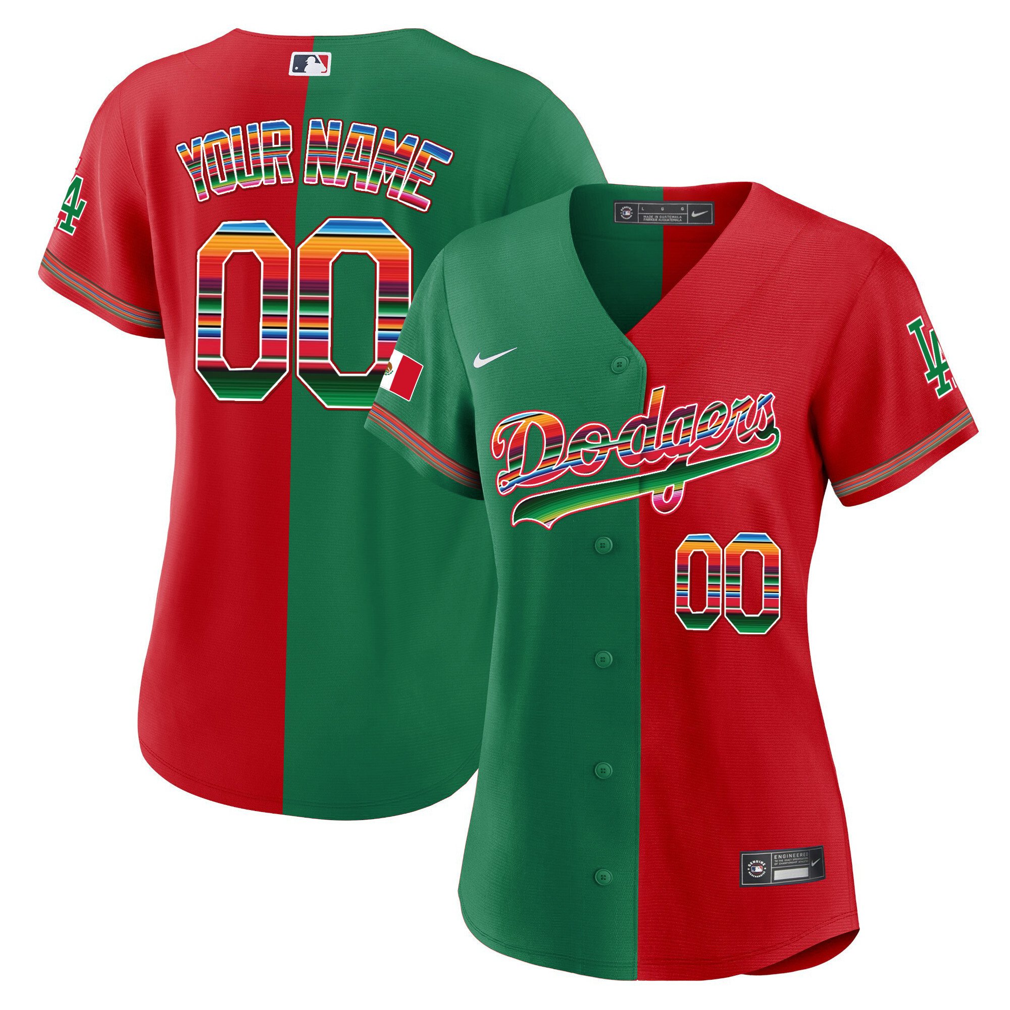 Women Los Angeles Dodgers Mexico Cool Base Limited Custom Split Jersey - All Stitched