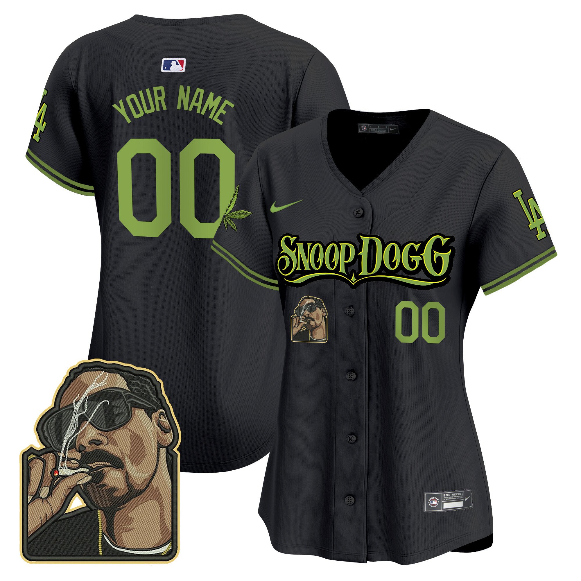 Women Los Angeles Dodgers Snoop Dogg Vapor Premier Limited Custom Black Jersey - Stitched