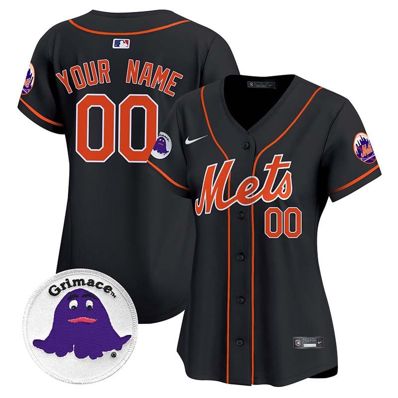 Women New York Mets Grimace Vapor Premier Limited Custom Black Jersey - All Stitched