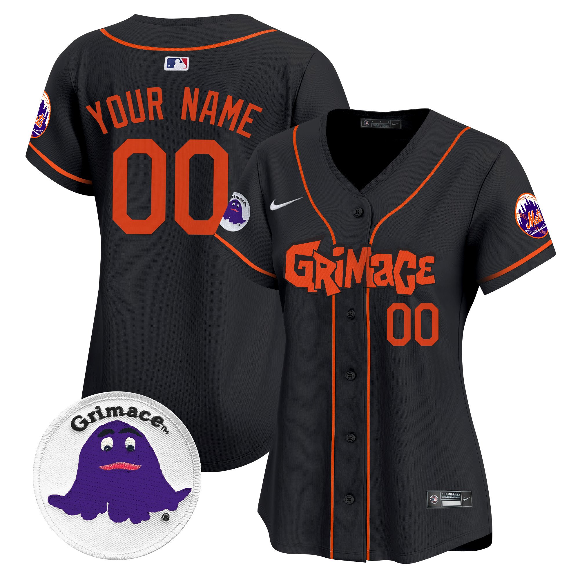 Women New York Mets Grimace Vapor Premier Limited Custom Black Jersey V2 - All Stitched