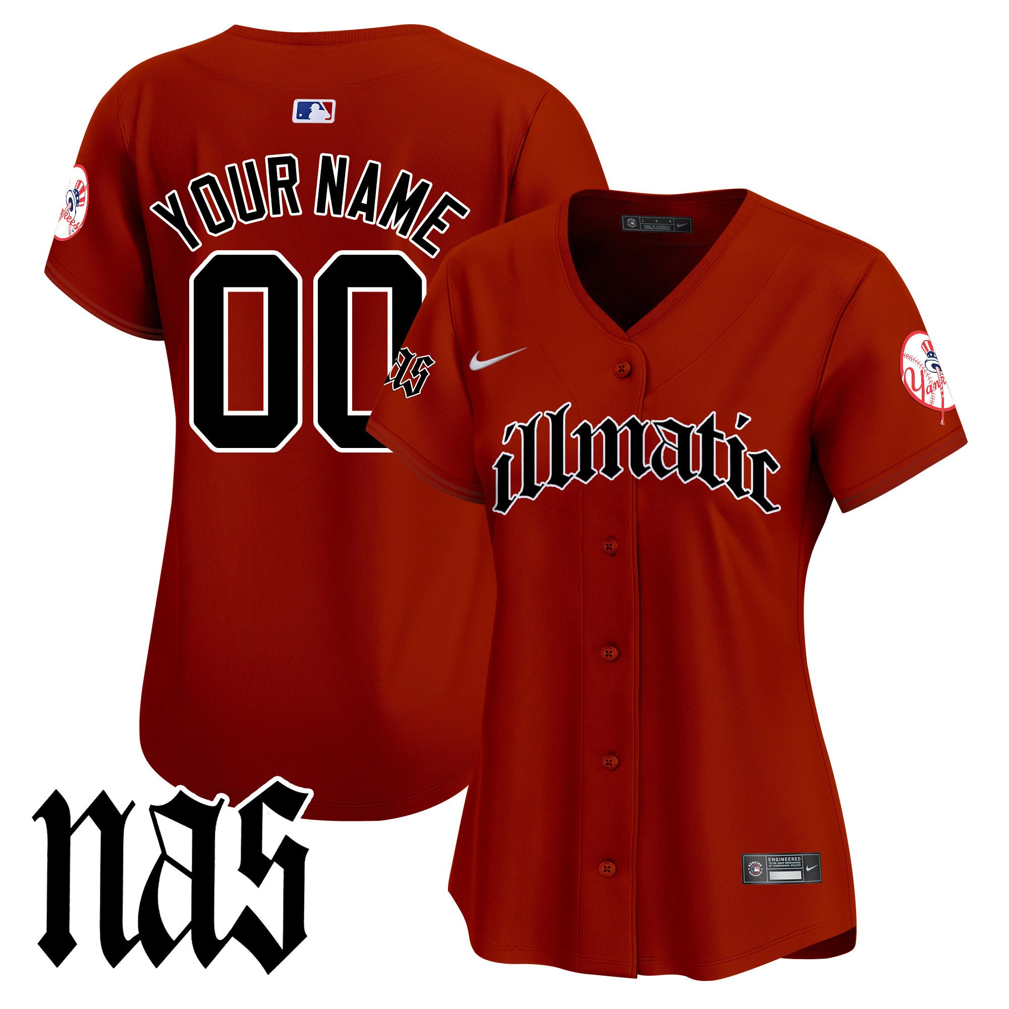 Women New York Yankees Nas Illmatic Vapor Premier Limited Custom Illmatic Jersey - All Stitched