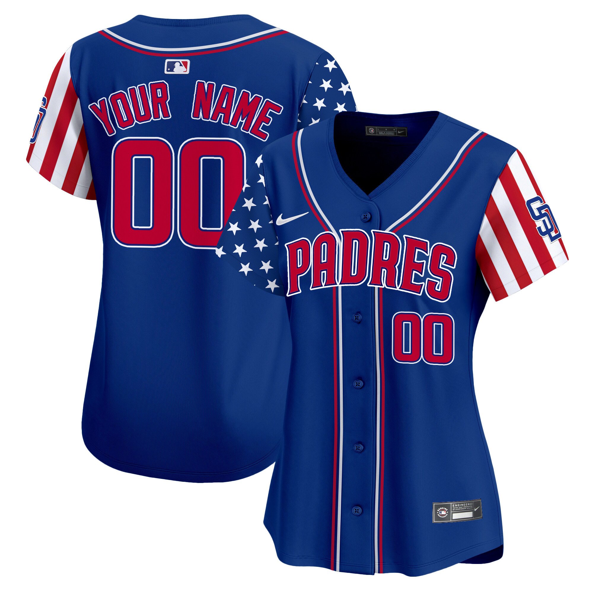 Women San Diego Padres 2024 Independence Day Vapor Premier Limited Custom Royal Jersey - All Stitched