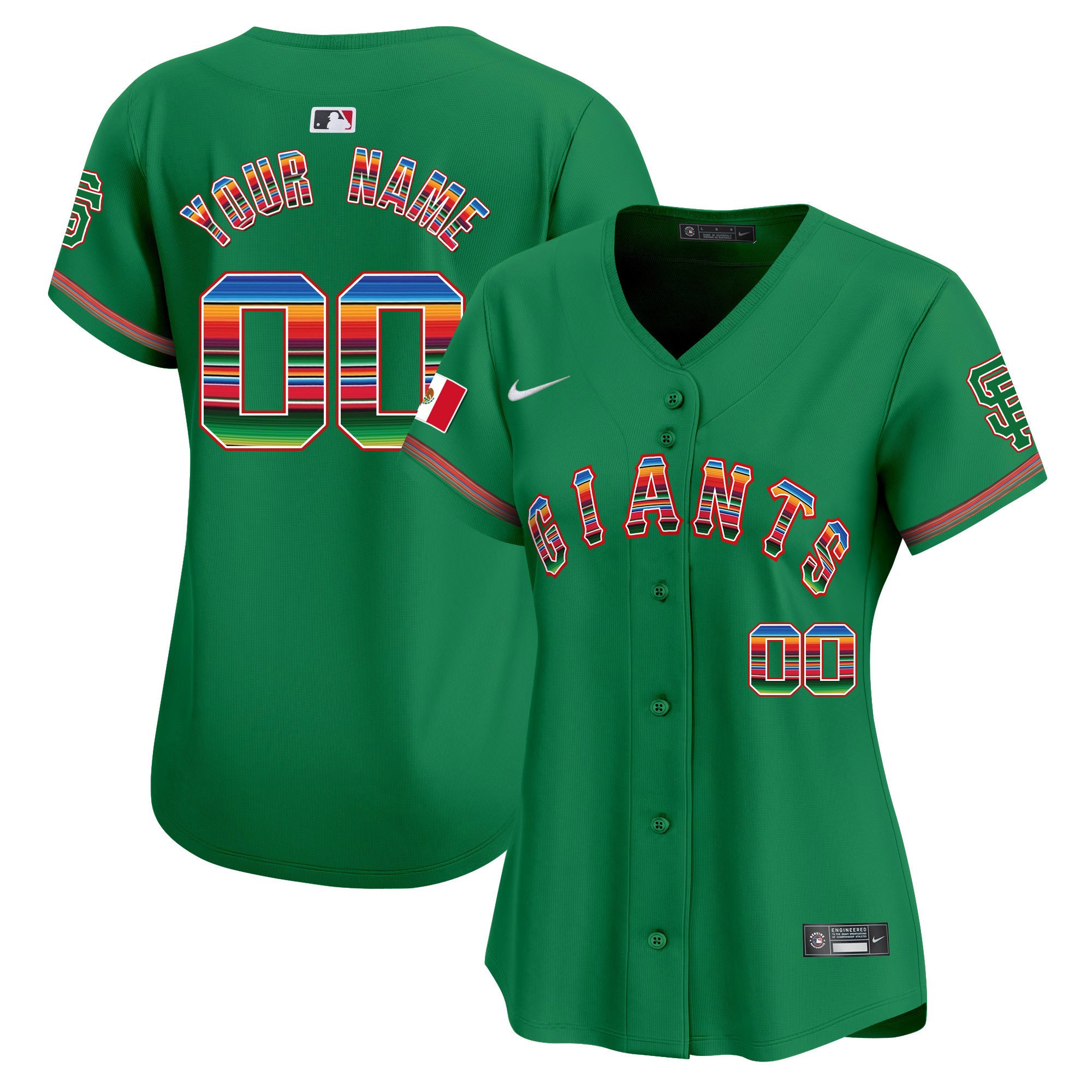 Women San Francisco Giants Mexico Vapor Premier Limited Custom Green Jersey - All Stitched
