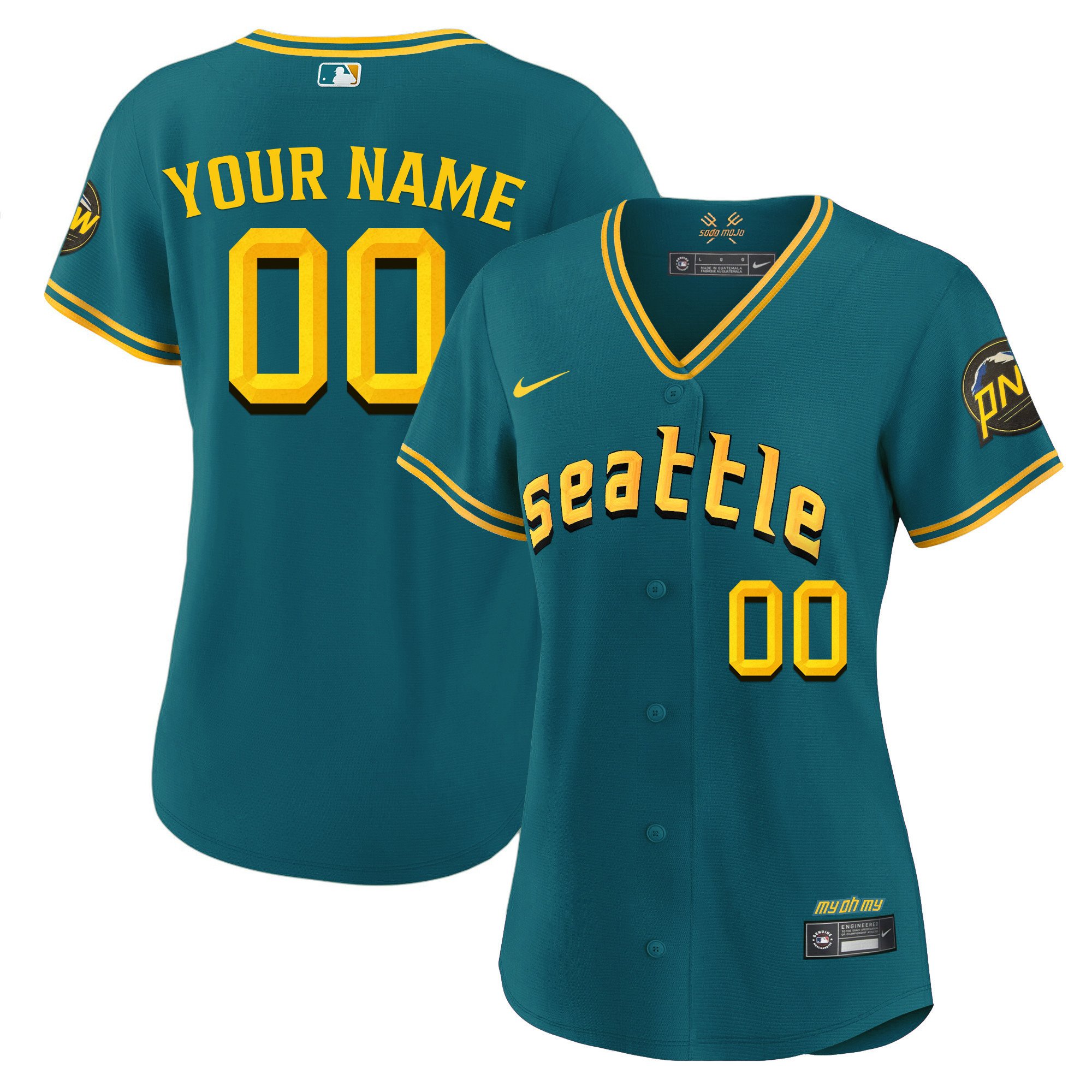 Women Seattle Mariners 2023 City Connect Fan Made Edition Custom Cool Aqua Jersey - All Stitched