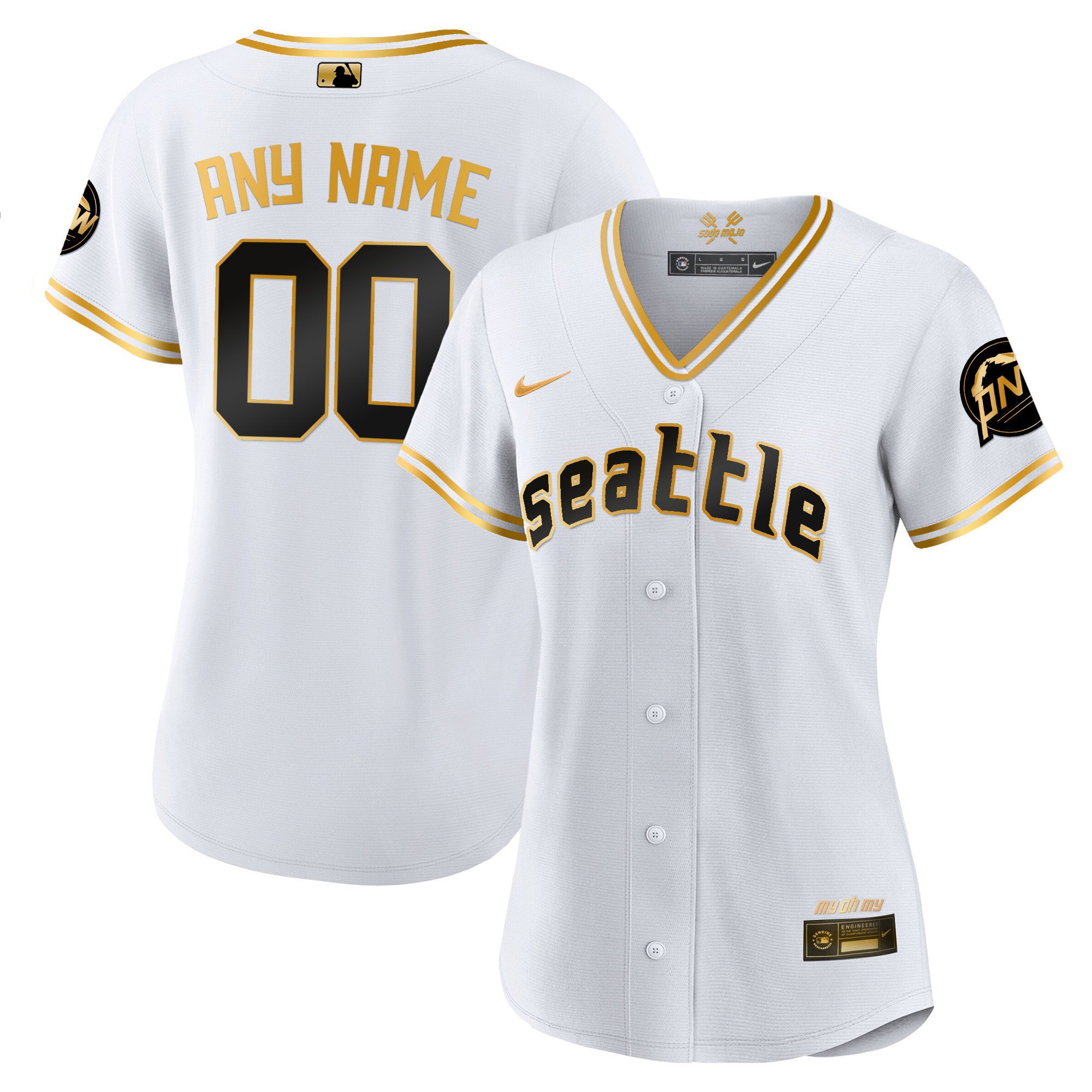 Women Seattle Mariners 2023 City Connect Gold Custom Flex White Gold Jersey - All Stitched