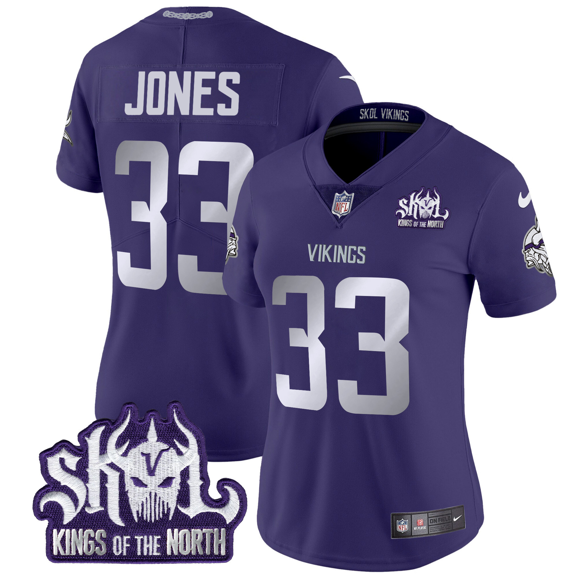 Women's Aaron Jones Minnesota Vikings 2024 Winter Warrior Skol Patch Vapor Limited Purple Jersey - All Stitched