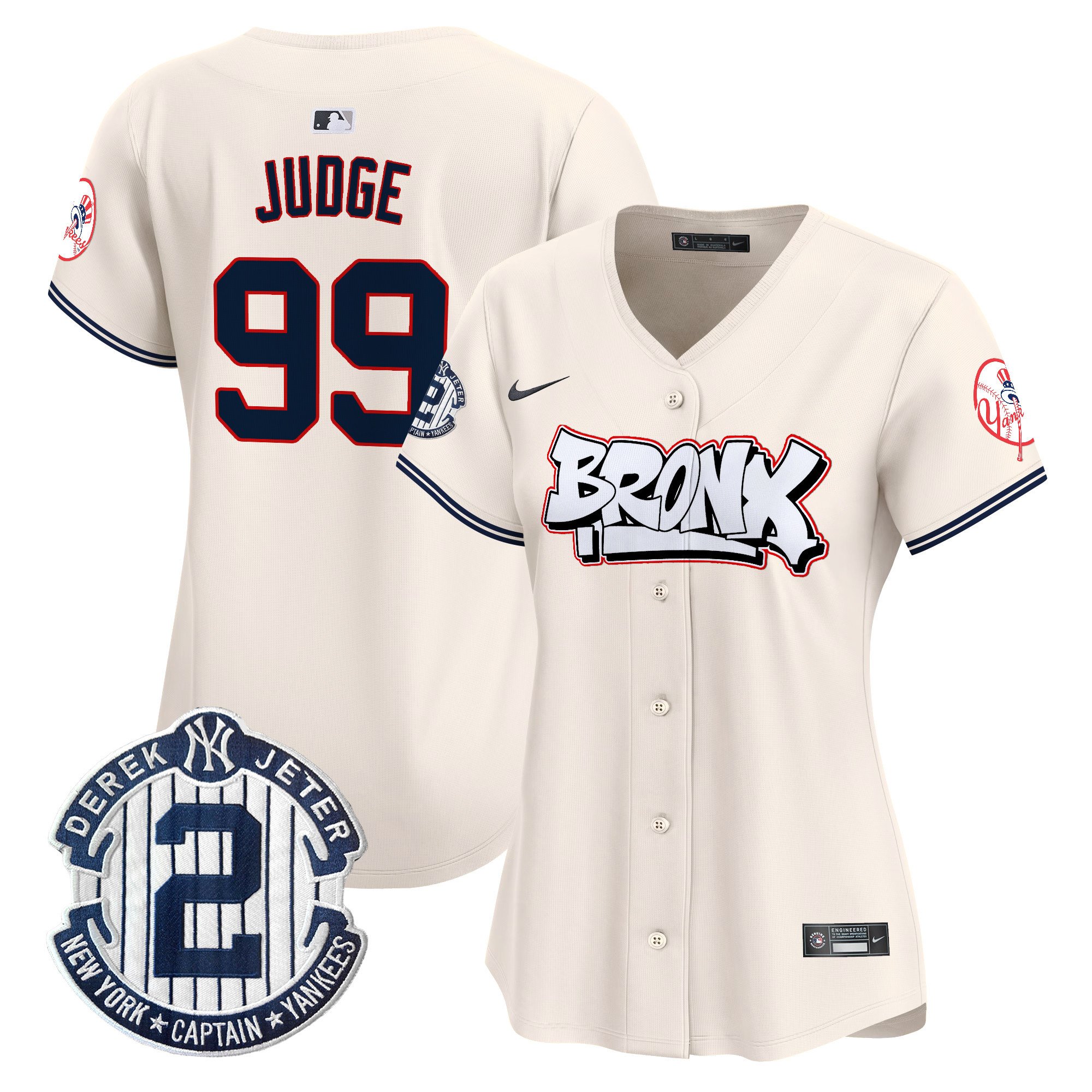 Women's Aaron Judge New York Yankees The Bronx Graffiti Vapor Premier Limited Cream Jersey V4 - All Stitched
