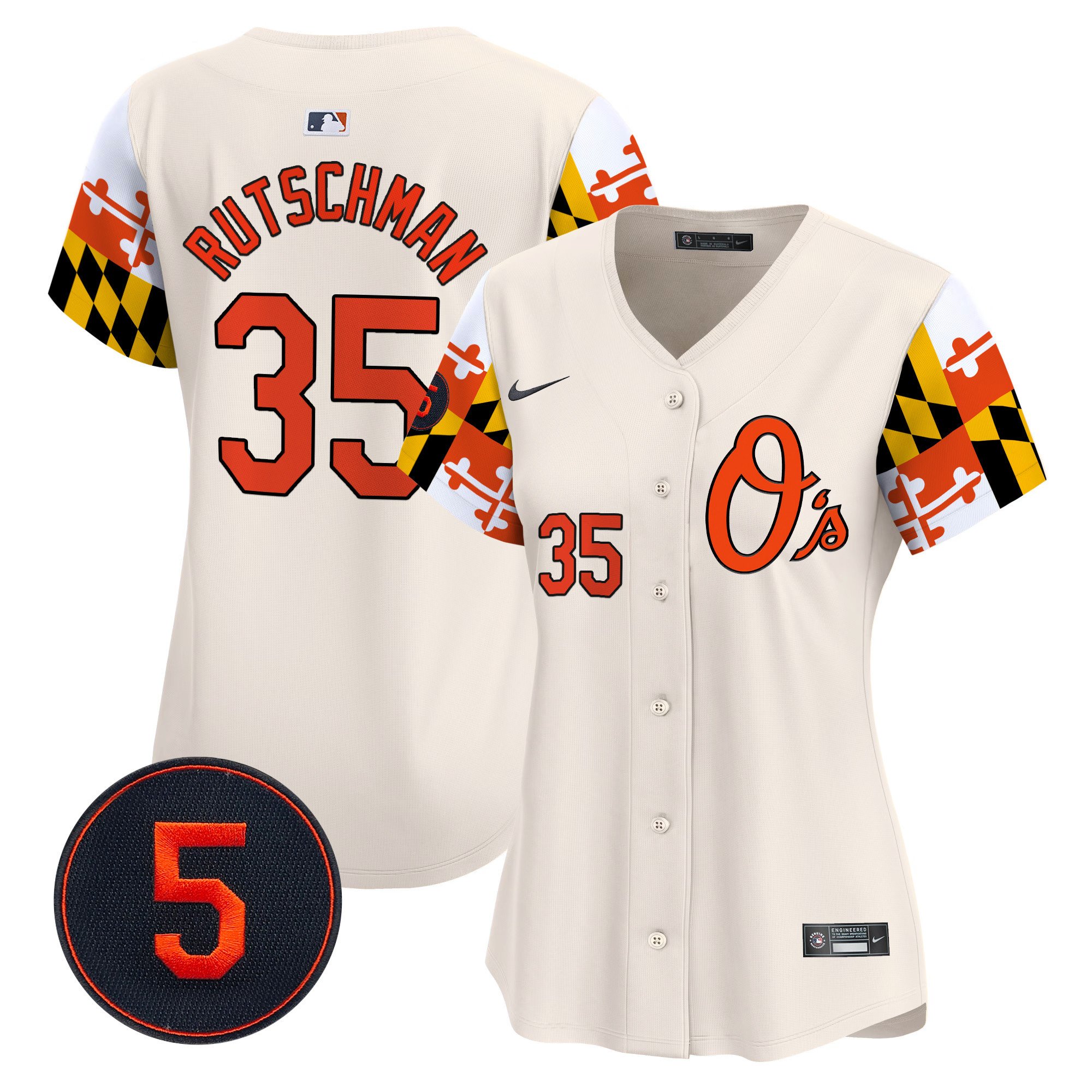 Women's Adley Rutschman Baltimore Orioles Robinson Patch Vapor Premier Limited Cream Jersey V5 - All Stitched