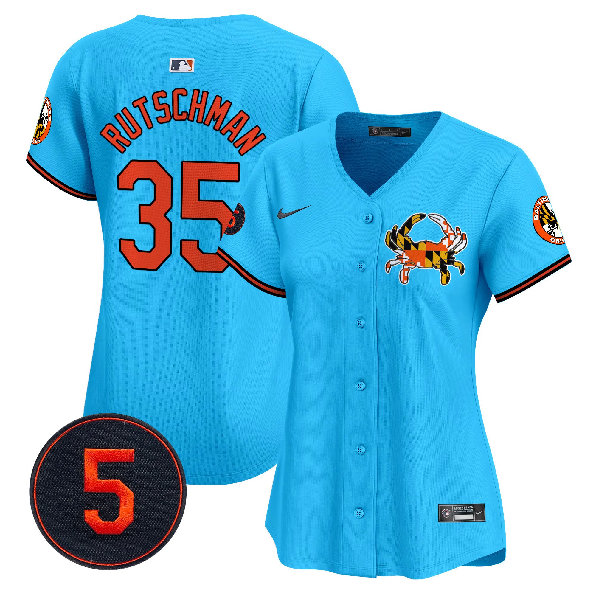 Women's Adley Rutschman Baltimore Orioles Robinson Patch Vapor Premier Limited Light Blue Jersey V3 - All Stitched