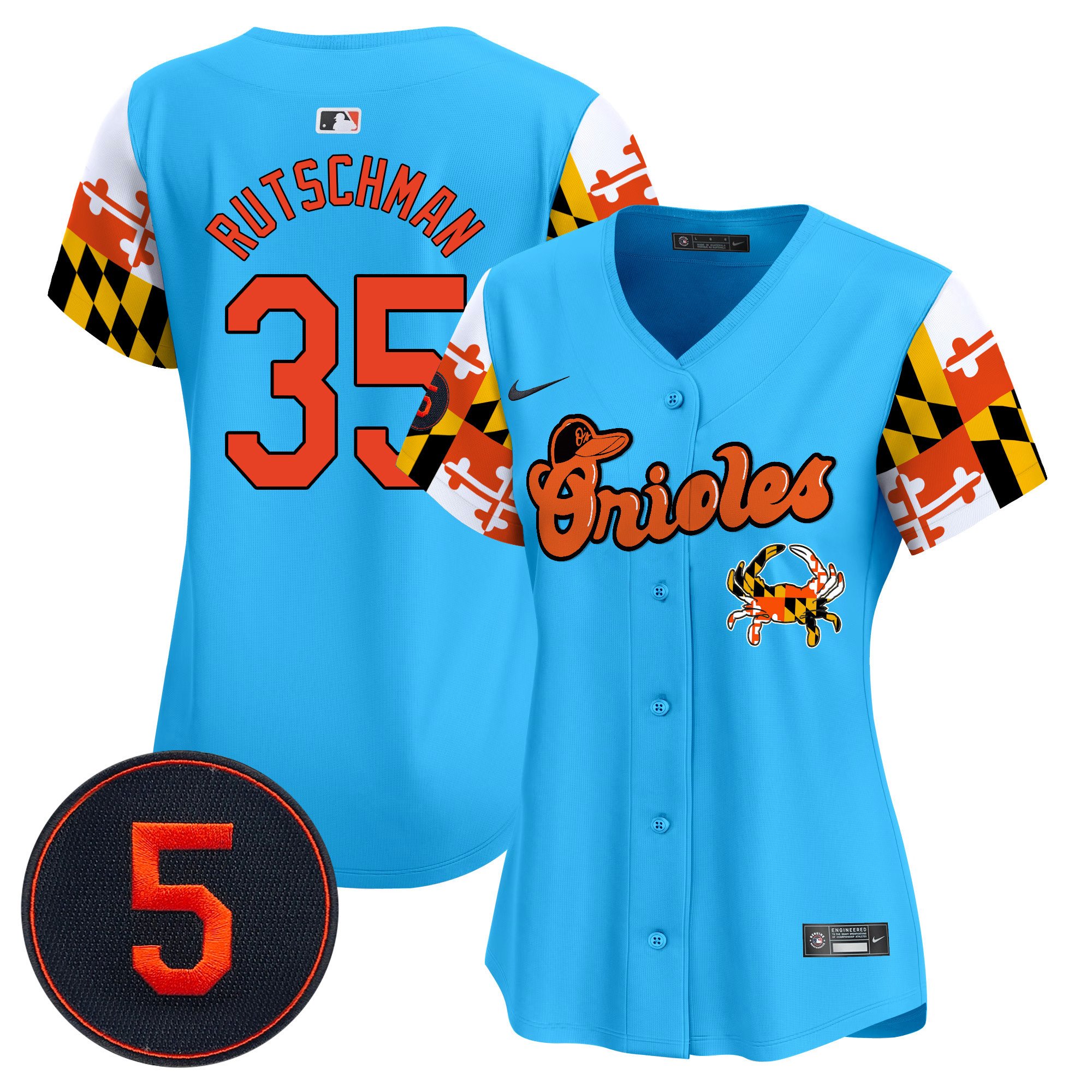 Women's Adley Rutschman Baltimore Orioles Robinson Patch Vapor Premier Limited Light Blue Jersey V7 - All Stitched