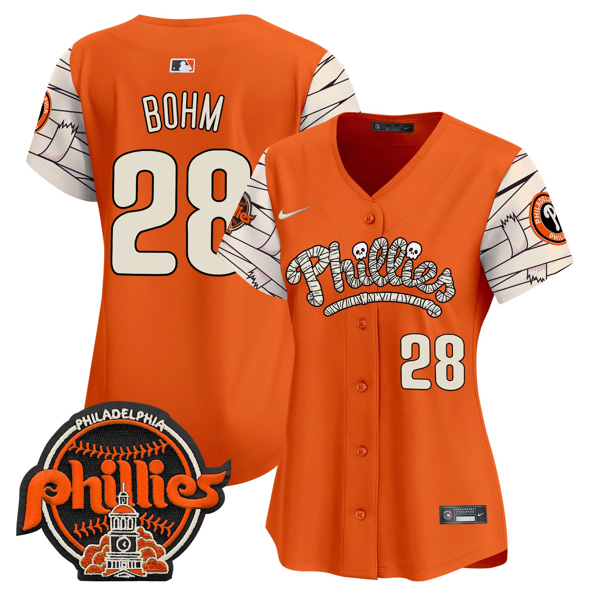 Women's Alec Bohm Philadelphia Phillies Halloween Vapor Premier Limited Orange Jersey V2 - All Stitched