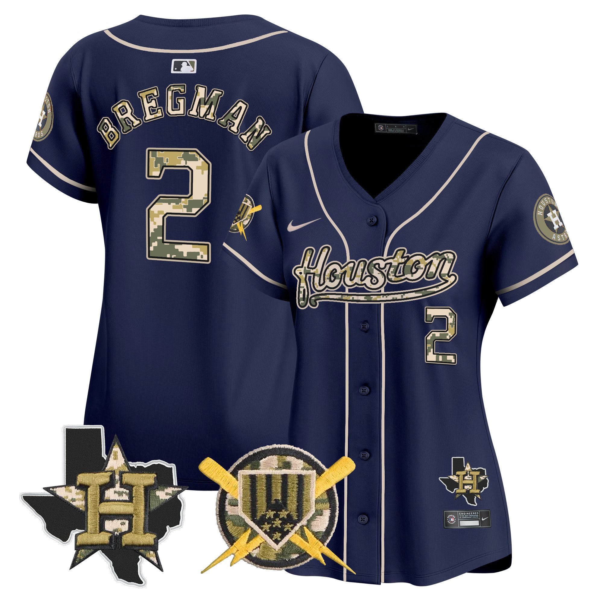 Women's Alex Bregman Houston Astros Armed Forces Day Vapor Premier Limited Navy Jersey - All Stitched