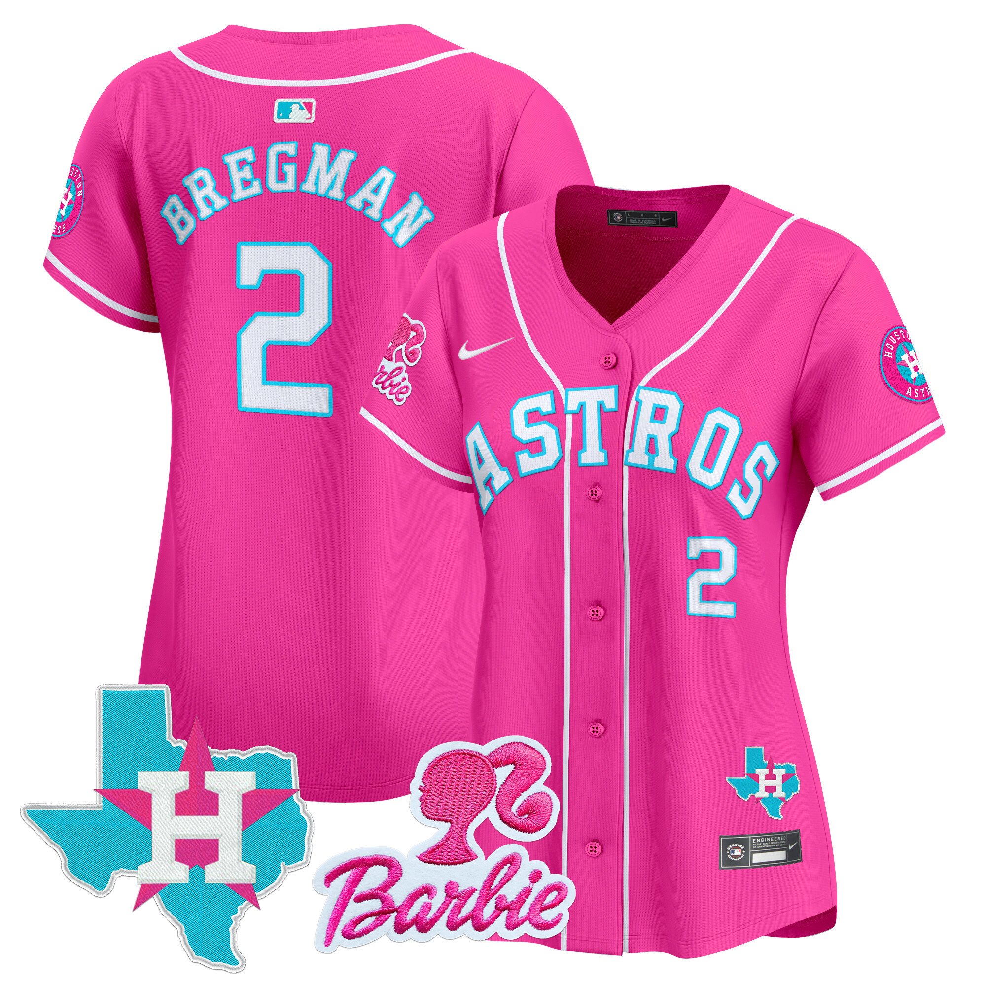 Women's Alex Bregman Houston Astros Barbie Patch Vapor Premier Limited Pink Jersey - All Stitched