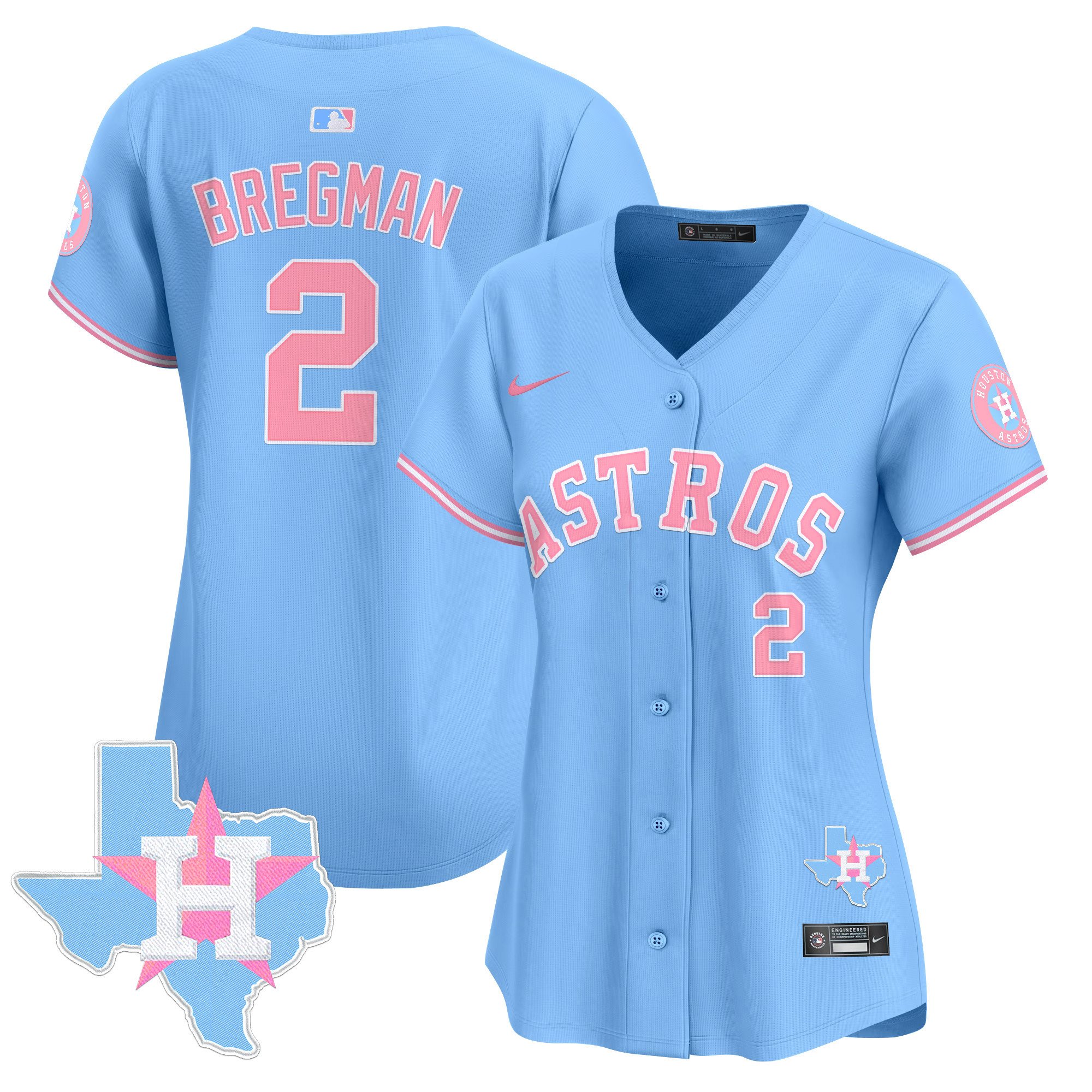 Women's Alex Bregman Houston Astros Bubblegum Pink Vapor Premier Limited Light Blue Jersey - All Stitched