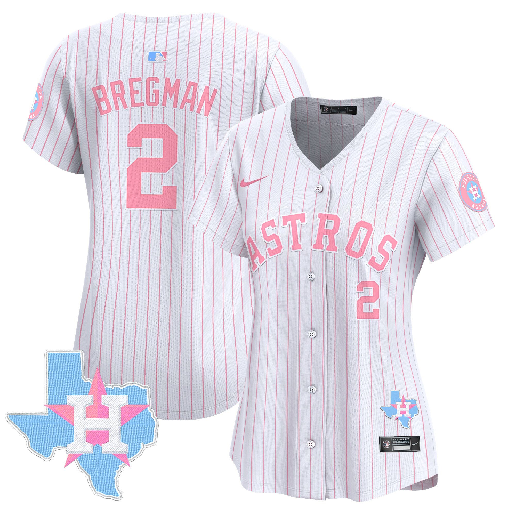 Women's Alex Bregman Houston Astros Bubblegum Pink Vapor Premier Limited Pinstripe Jersey - All Stitched