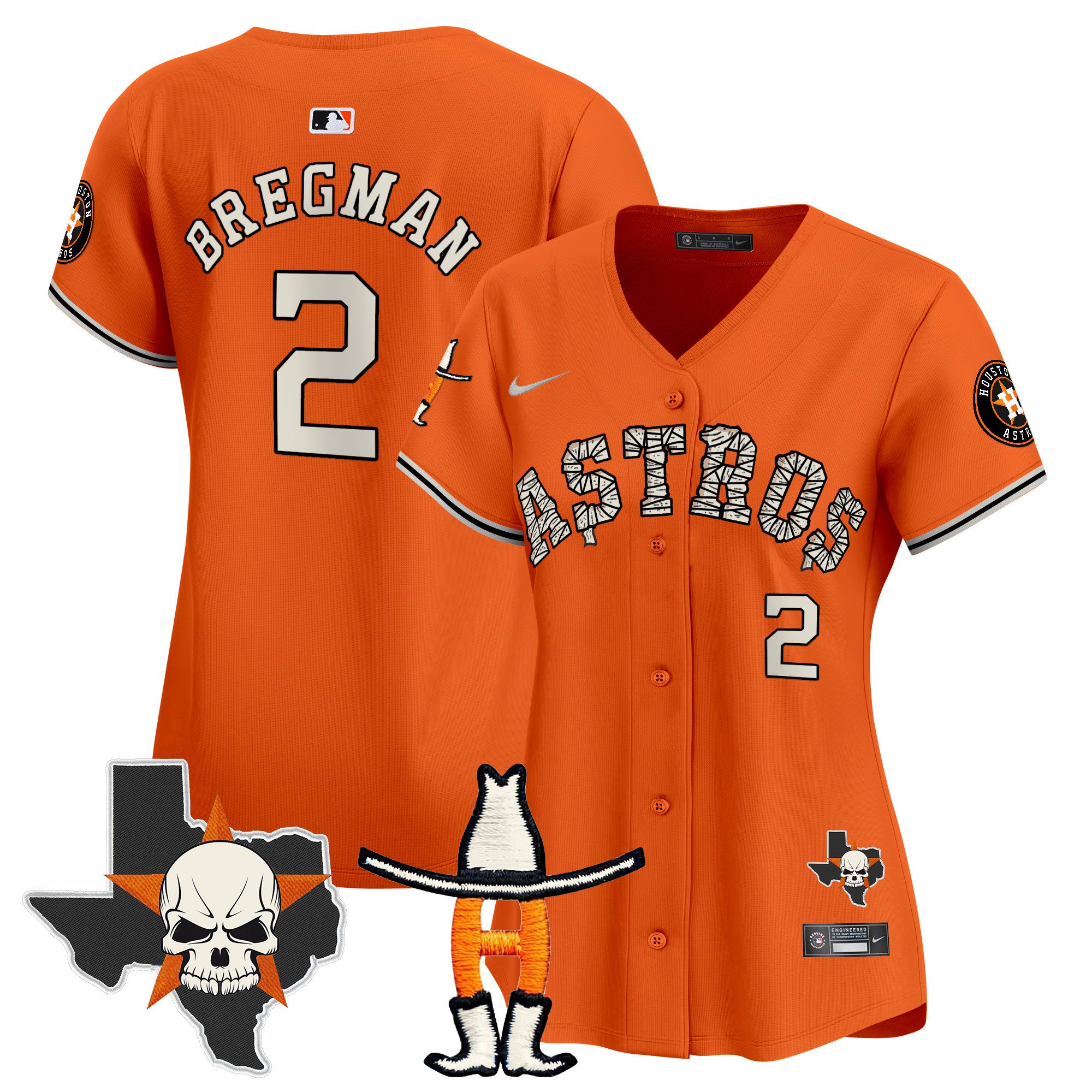 Women's Alex Bregman Houston Astros Halloween Vapor Premier Limited Orange Jersey - All Stitched