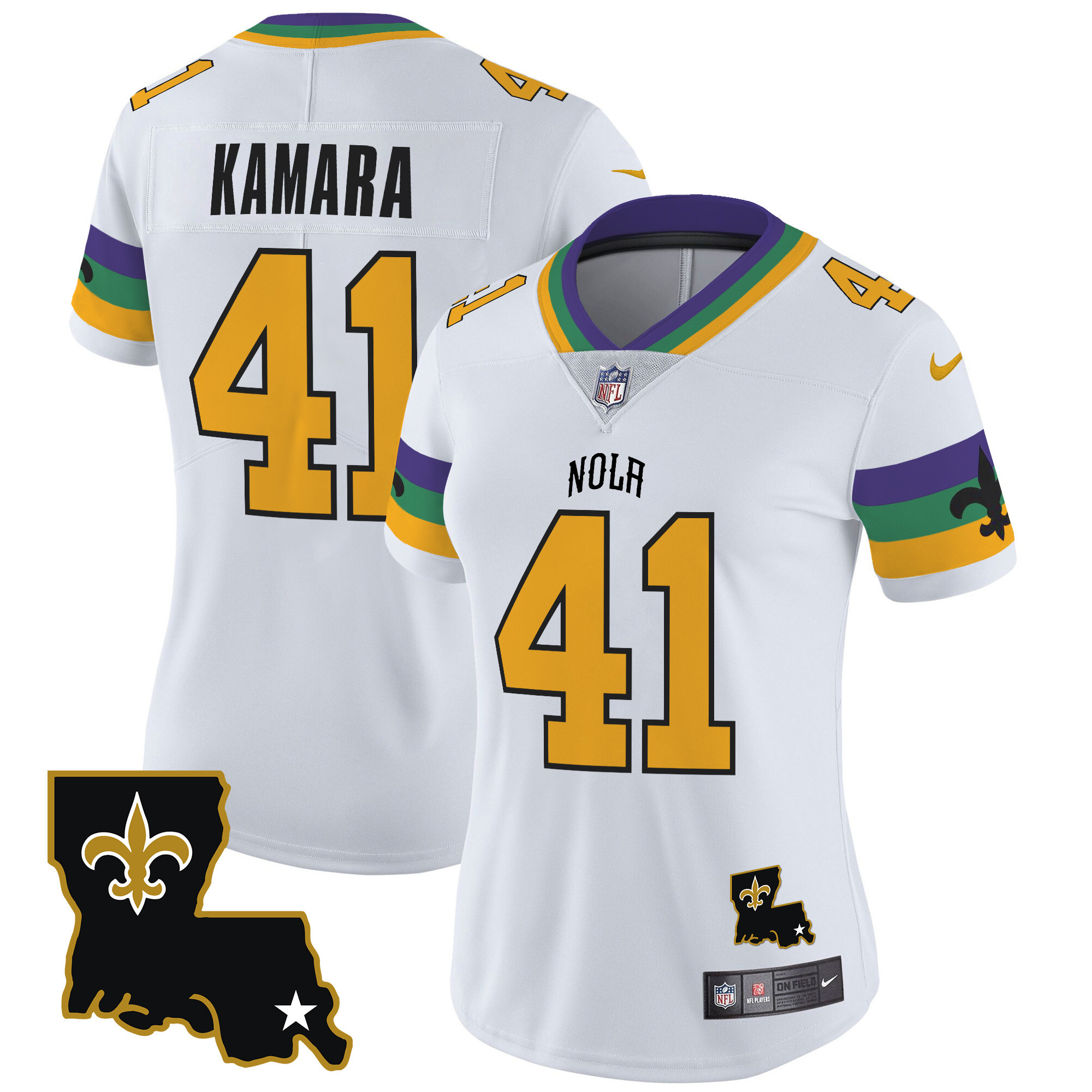 Women's Alvin Kamara New Orleans Saints 2024 New Orleans City Vapor Limited White Jersey - All Stitched