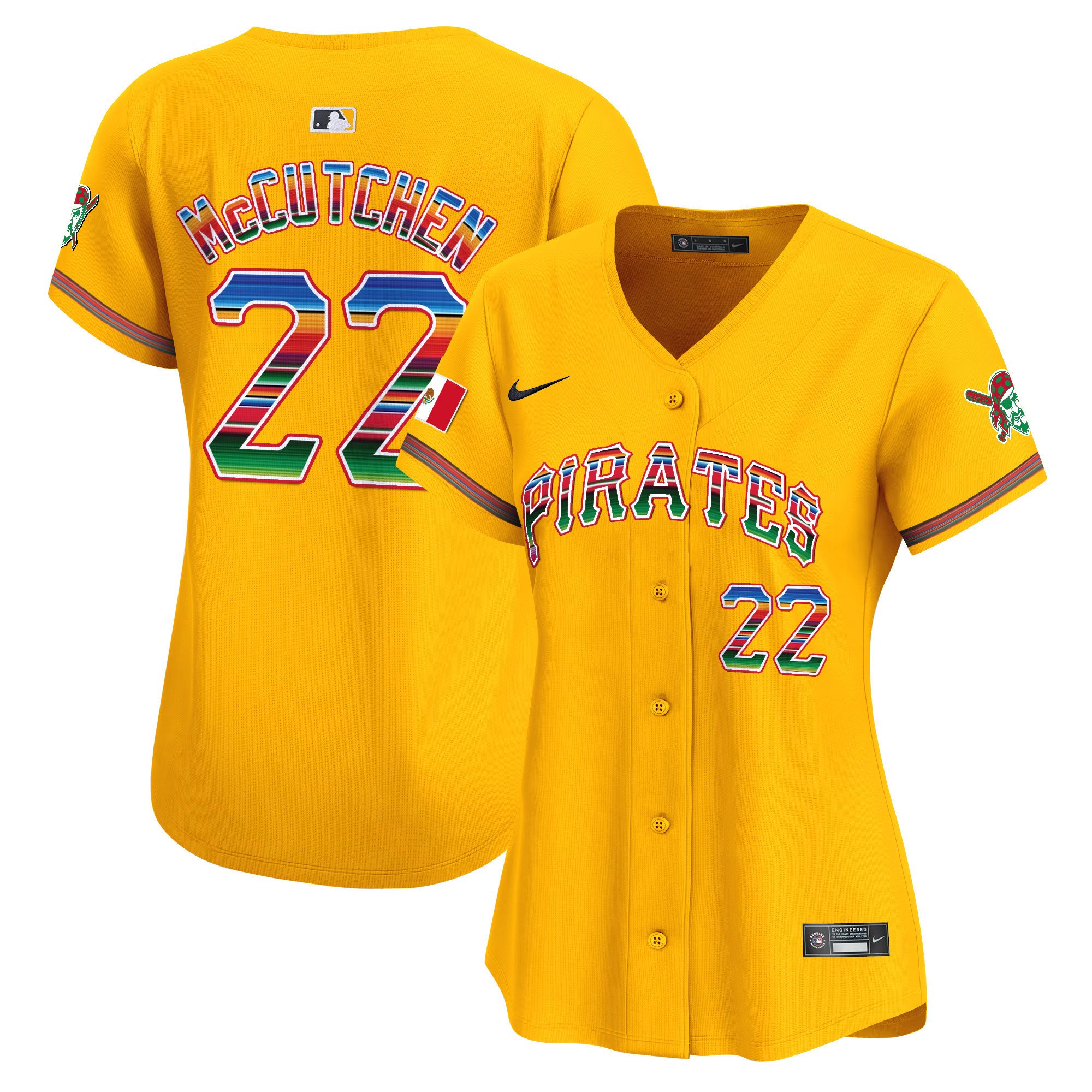 Women's Andrew McCutchen Pittsburgh Pirates Mexico Vapor Premier Limited Gold Jersey - All Stitched
