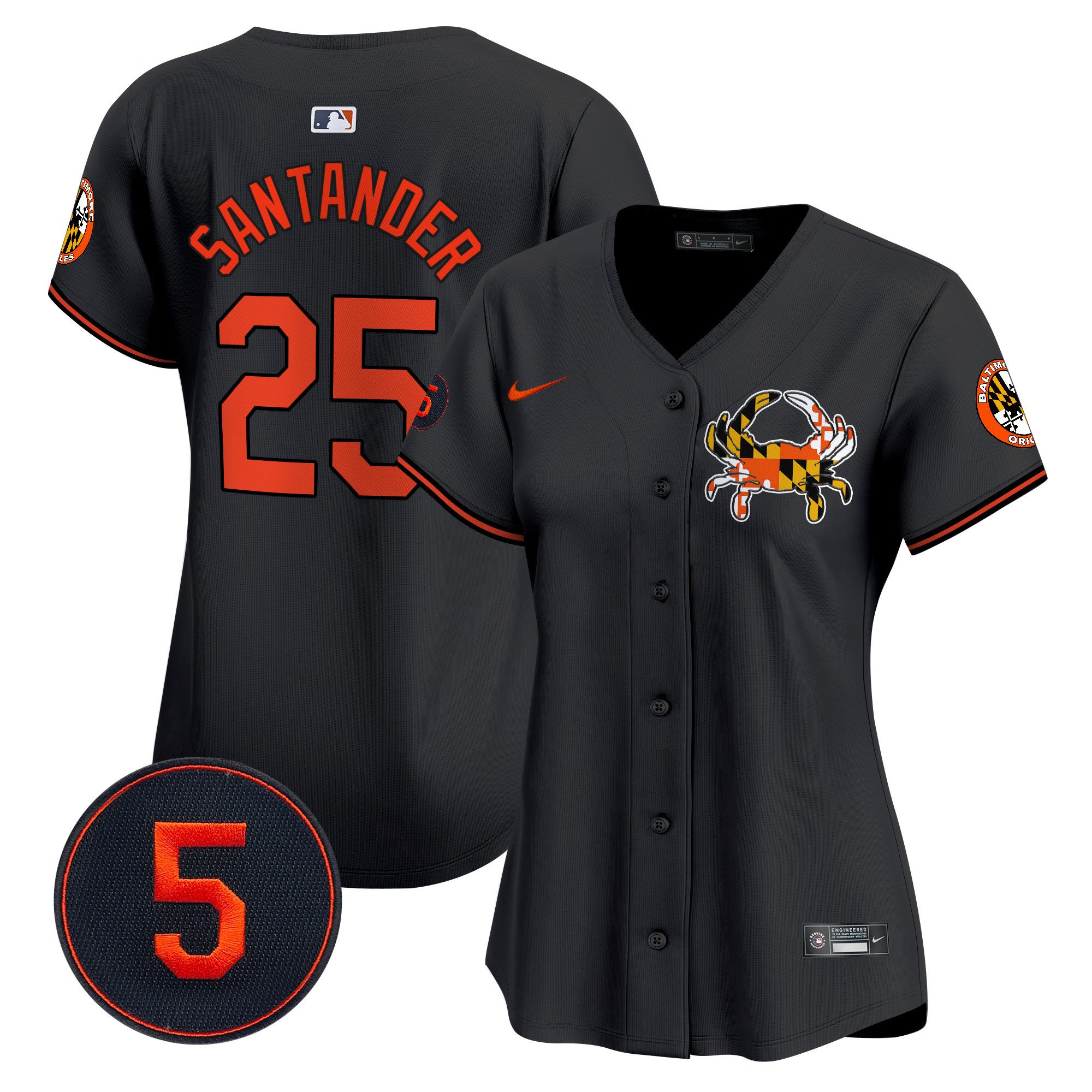 Women's Anthony Santander Baltimore Orioles Robinson Patch Vapor Premier Limited Black Jersey V3 - All Stitched