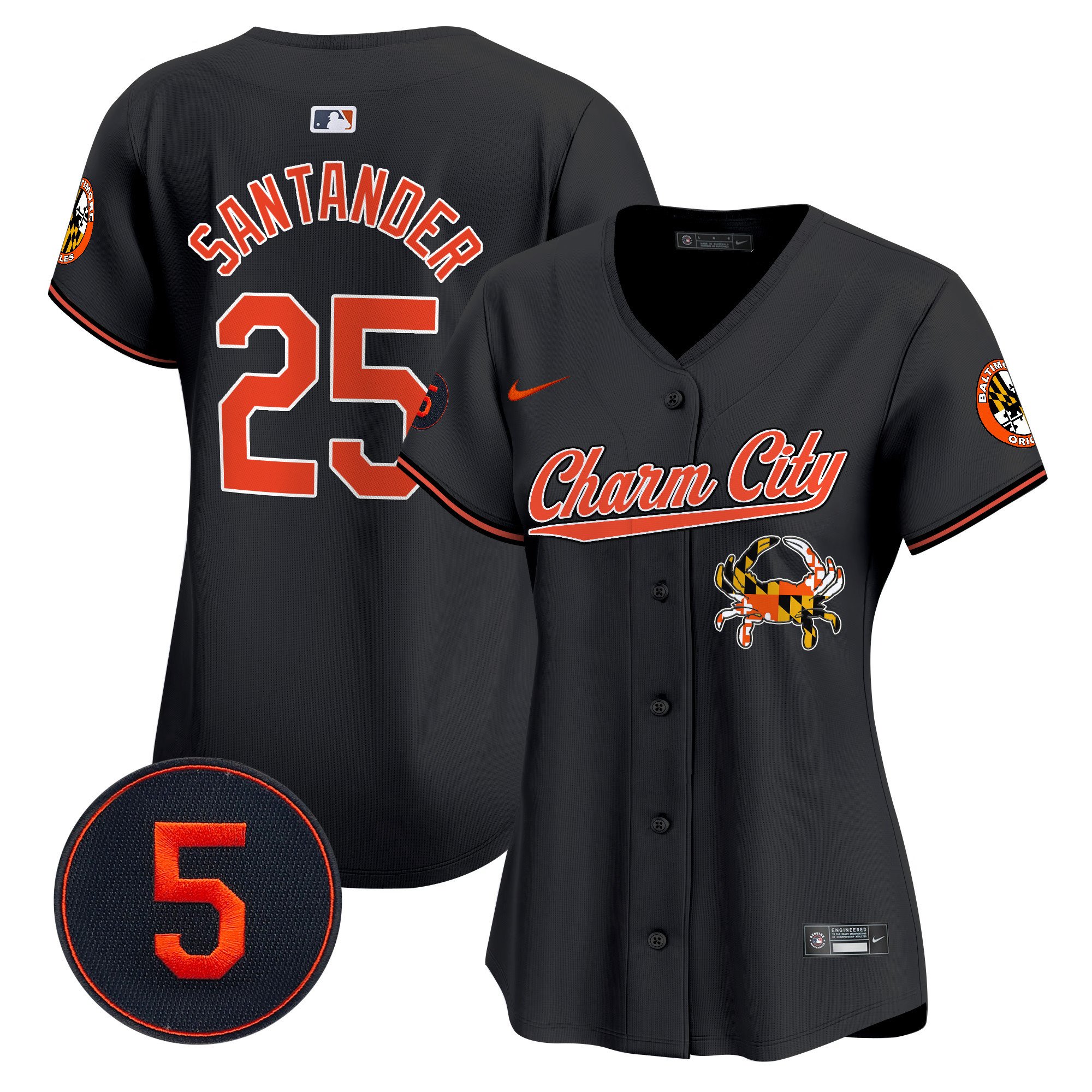 Women's Anthony Santander Baltimore Orioles Robinson Patch Vapor Premier Limited Black Jersey V8 - All Stitched