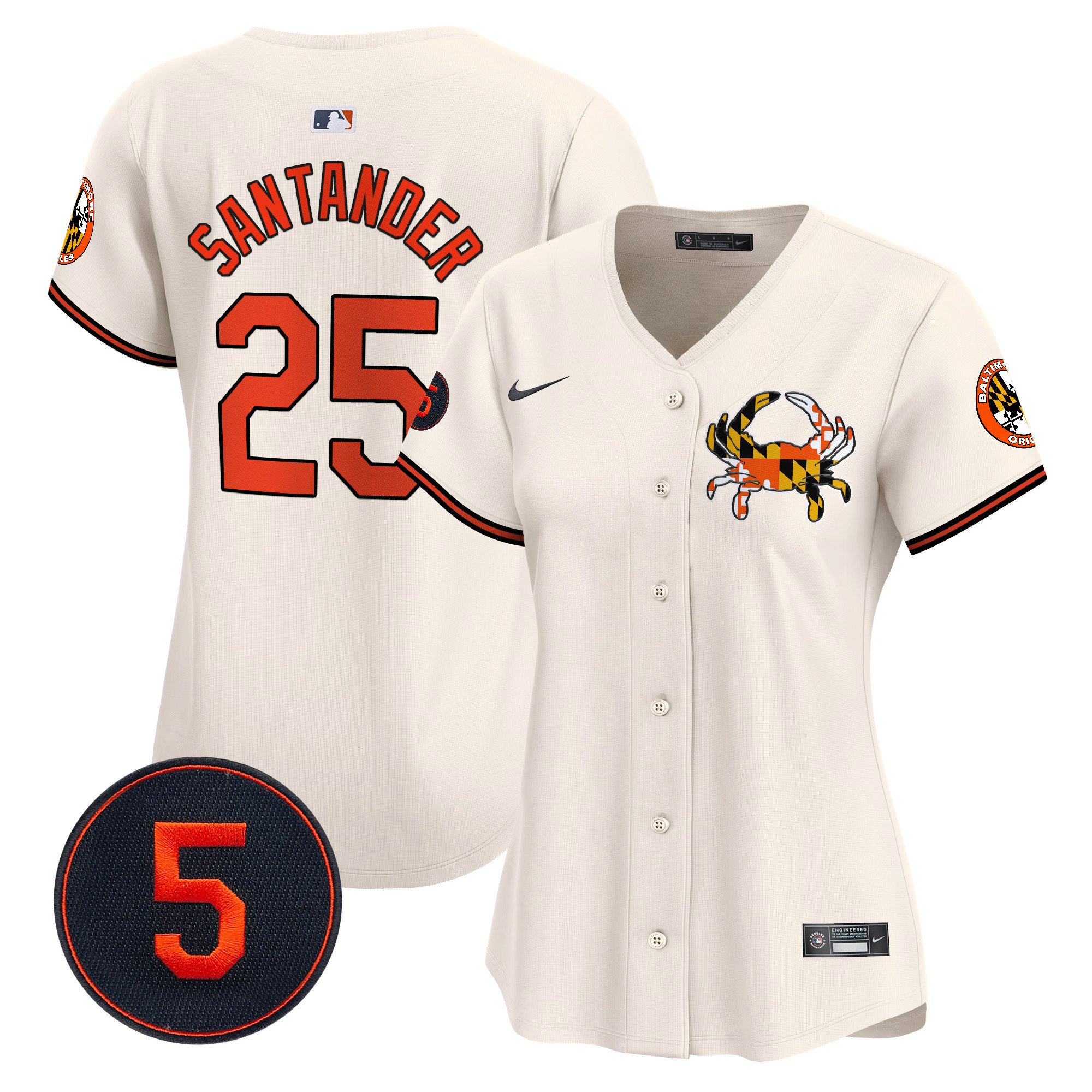 Women's Anthony Santander Baltimore Orioles Robinson Patch Vapor Premier Limited Cream Jersey V3 - All Stitched