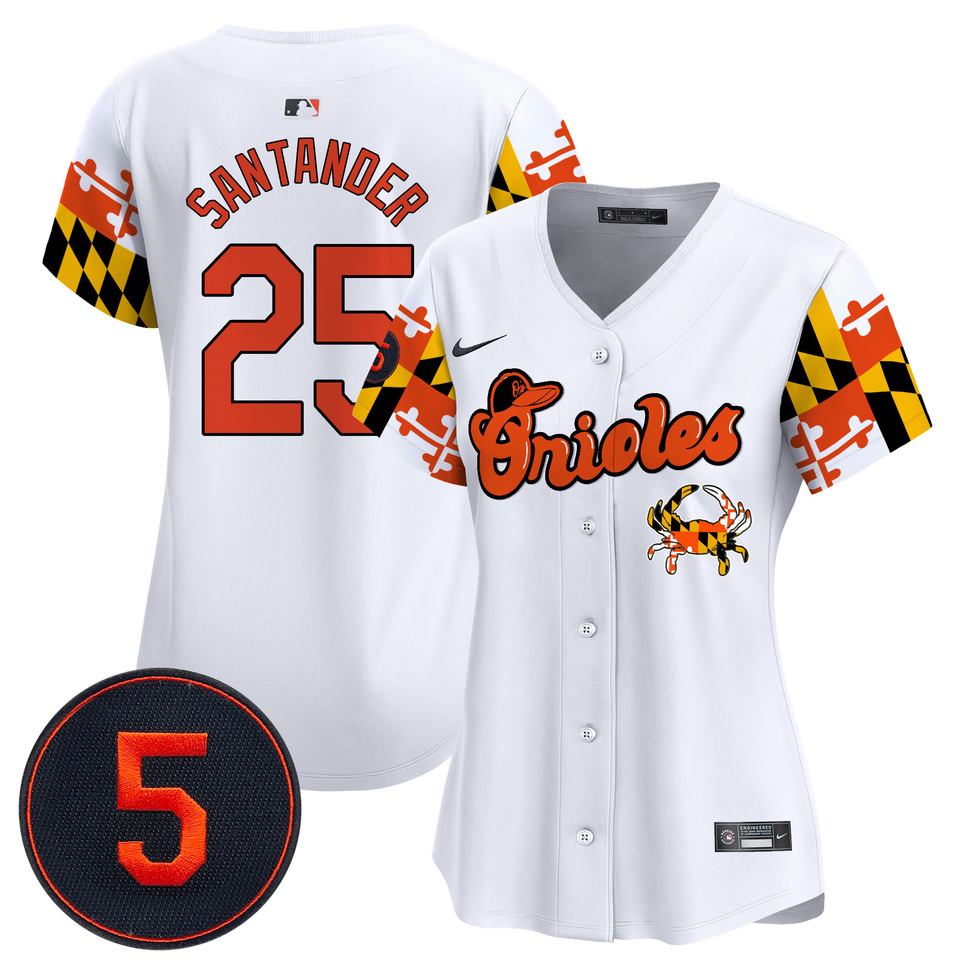 Women's Anthony Santander Baltimore Orioles Robinson Patch Vapor Premier Limited White Jersey V7 - All Stitched