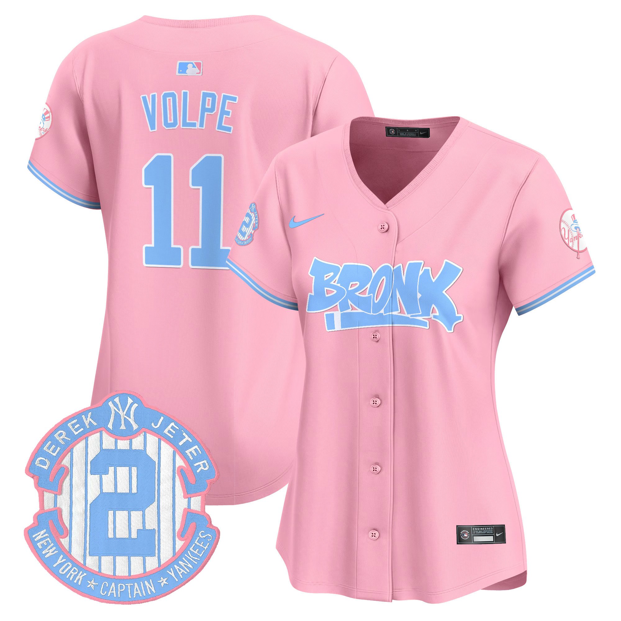 Women's Anthony Volpe New York Yankees The Bronx Graffiti Bubblegum Pink Vapor Premier Limited Pink Jersey - All Stitched