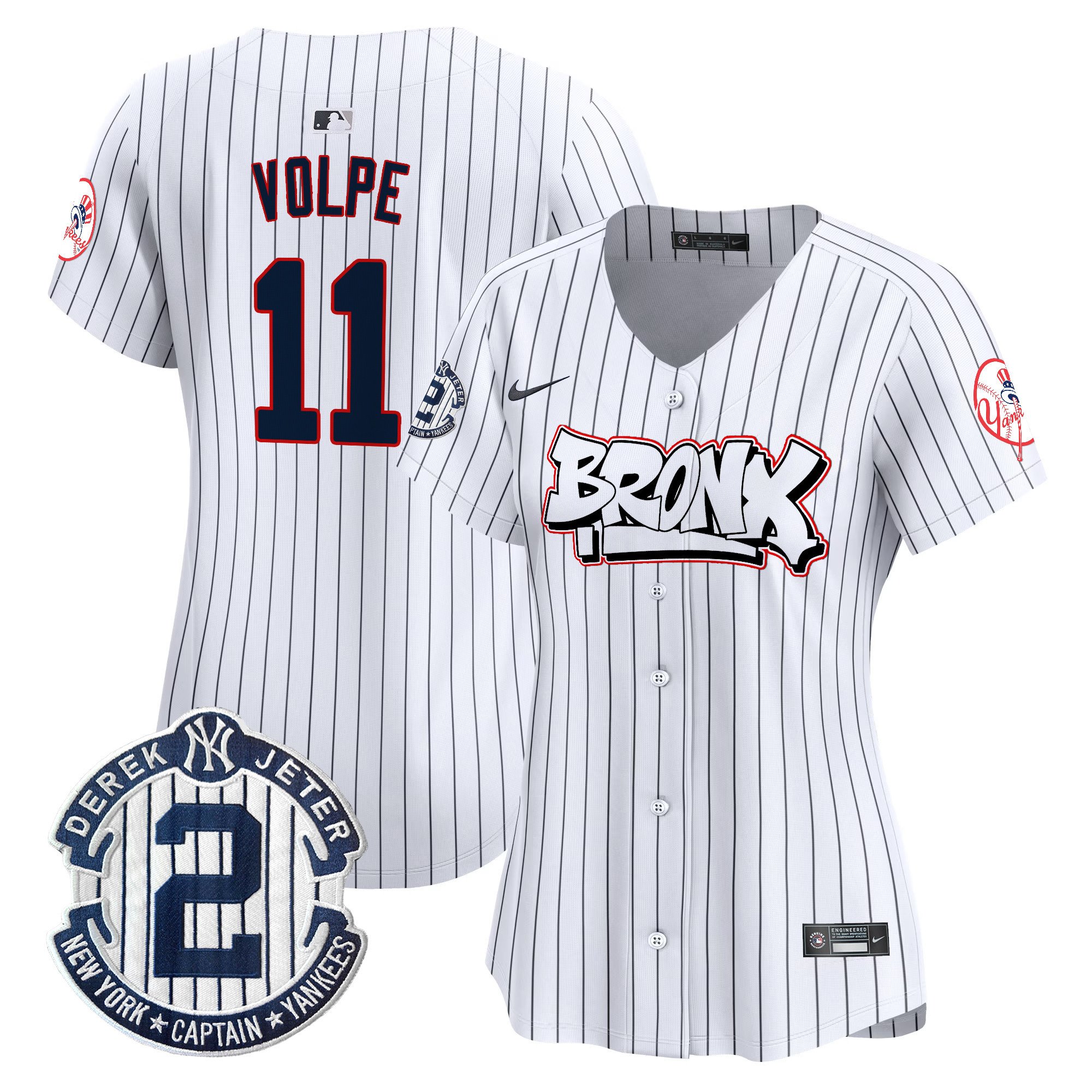 Women's Anthony Volpe New York Yankees The Bronx Graffiti Vapor Premier Limited Pinstripe Jersey V4 - All Stitched