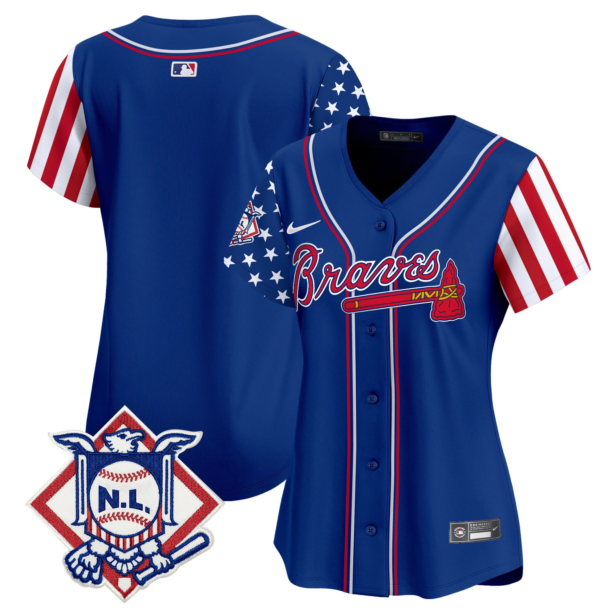 Women's Atlanta Braves 2024 Fourth of July Vapor Premier Limited Royal Jersey V2 - All Stitched