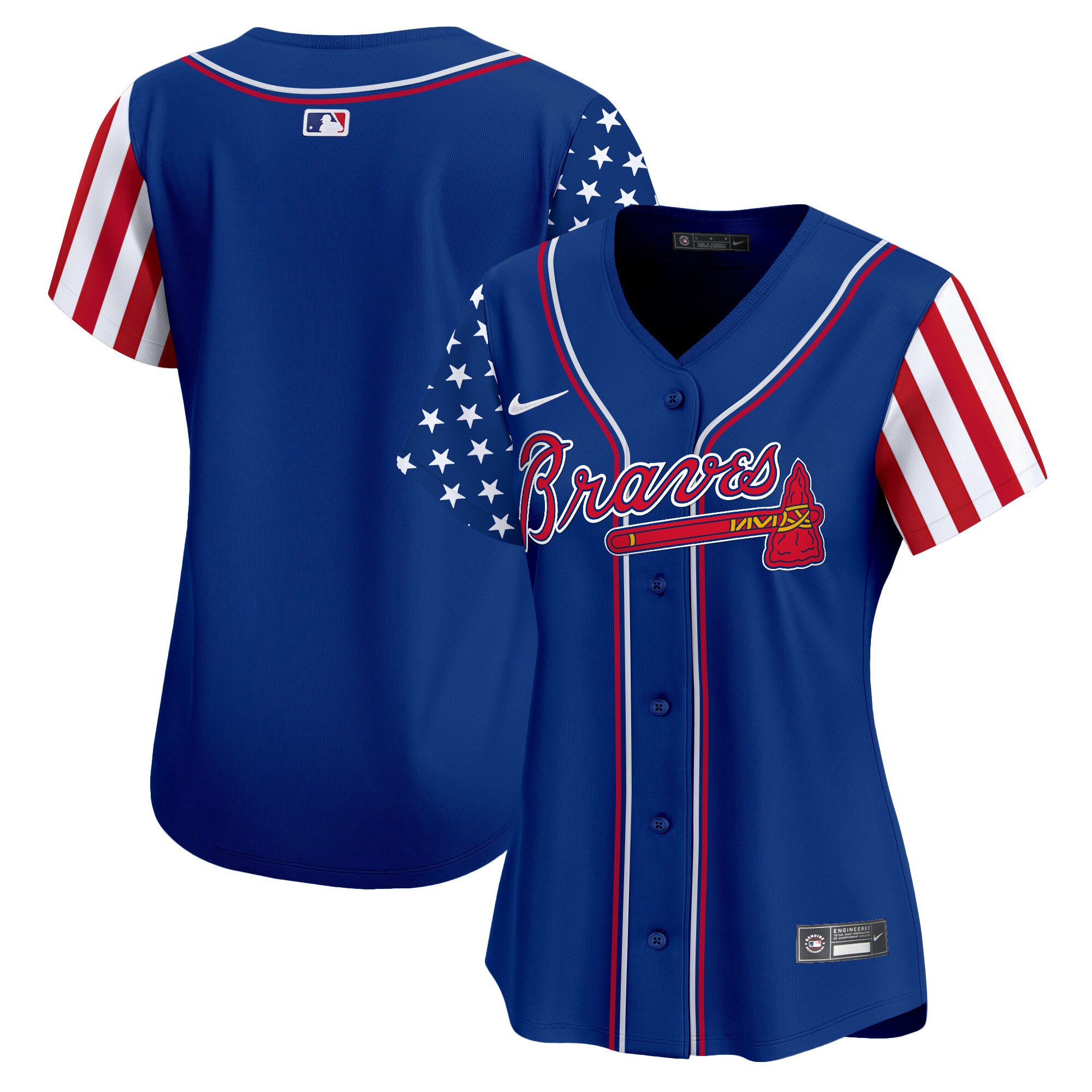 Women's Atlanta Braves 2024 Independence Day Vapor Premier Limited Royal Jersey - All Stitched