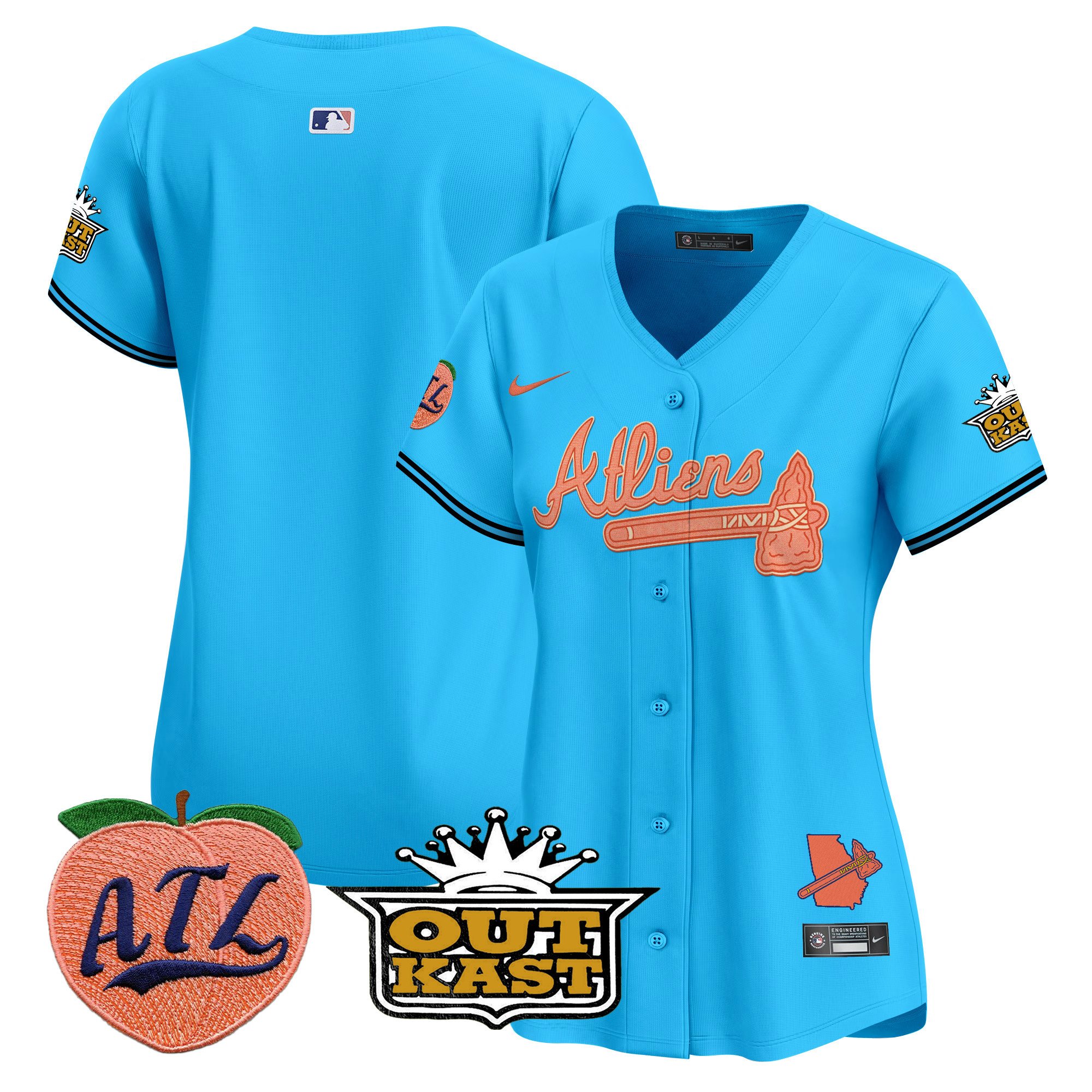 Women's Atlanta Braves Atliens & Peach Vapor Premier Limited Light Blue Jersey - All Stitched