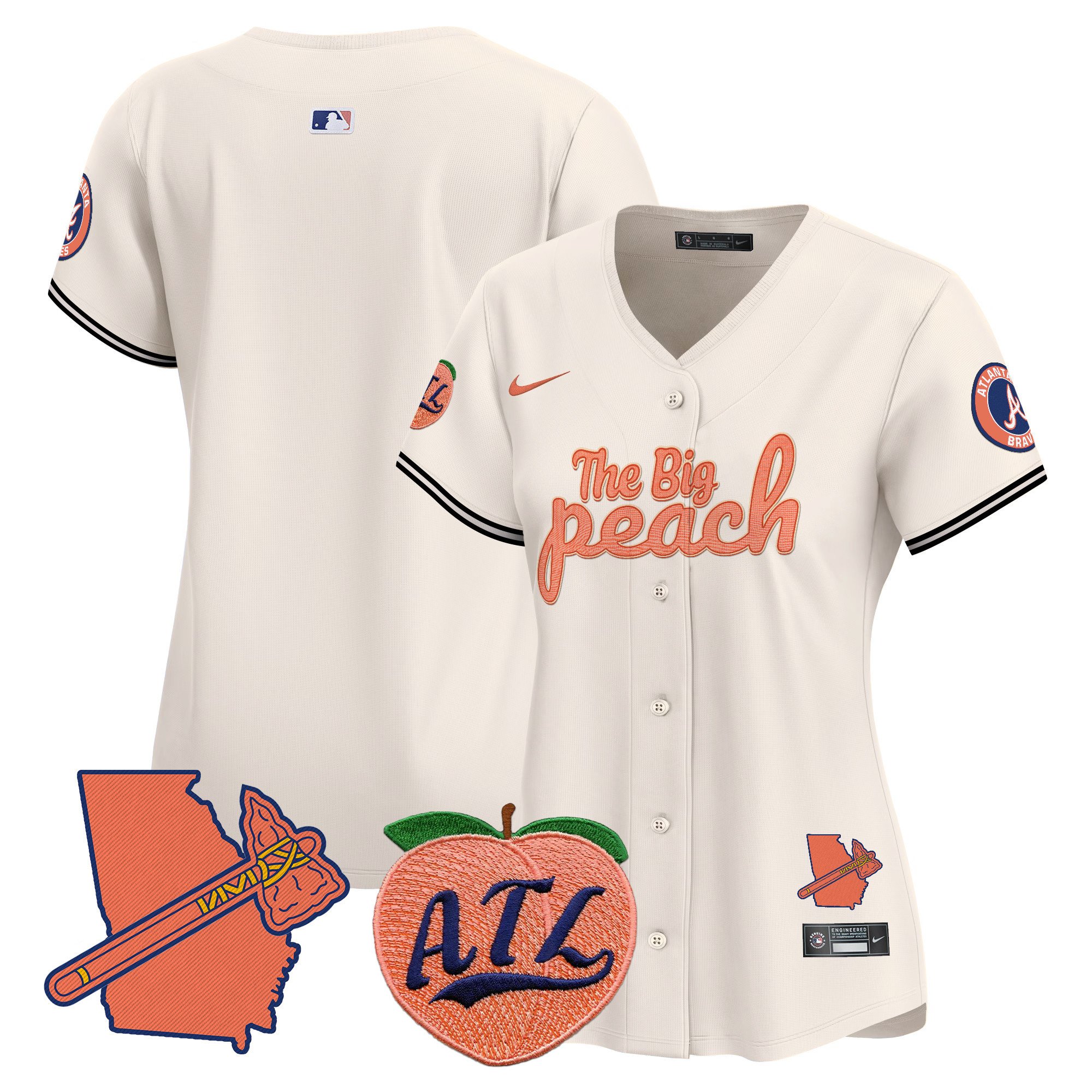 Women's Atlanta Braves The Big Peach Vapor Premier Limited Cream Jersey - All Stitched