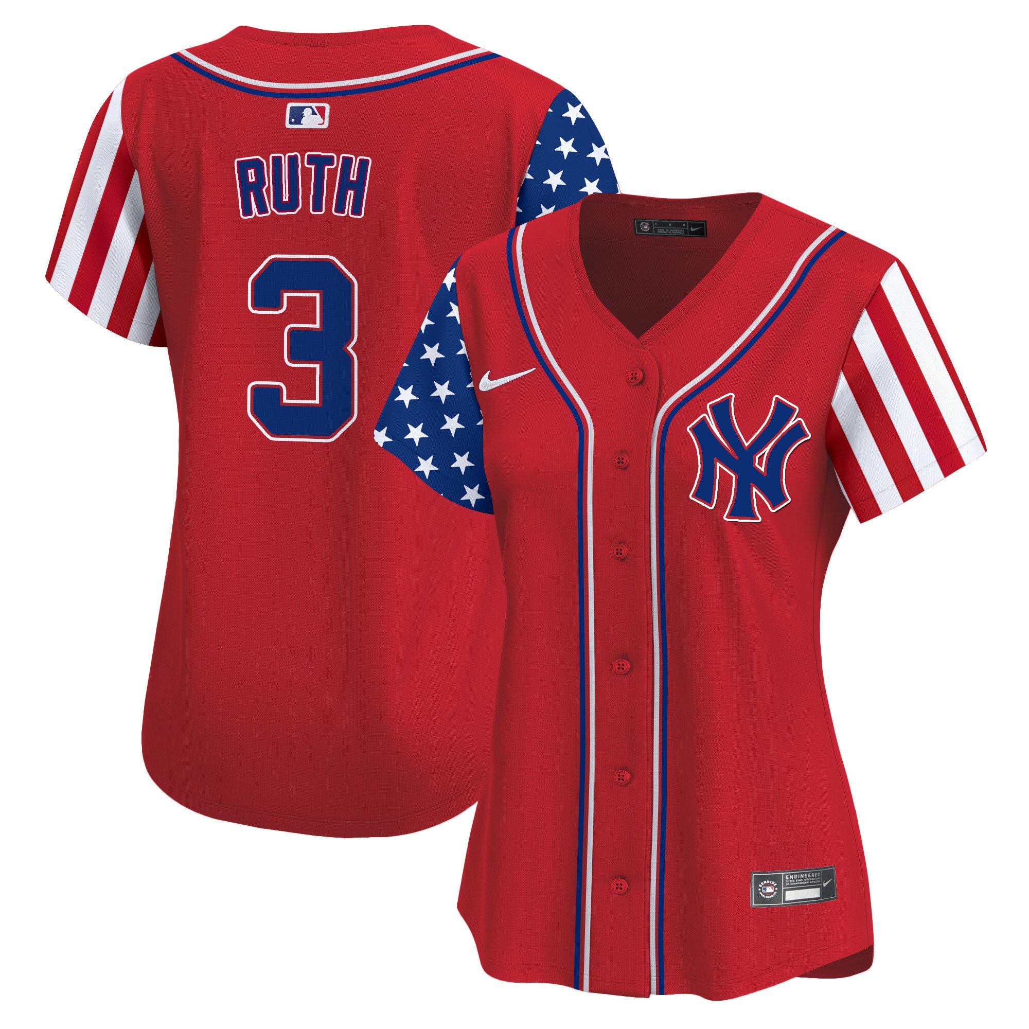 Women's Babe Ruth New York Yankees 2024 Independence Day Vapor Premier Limited Red Jersey - All Stitched
