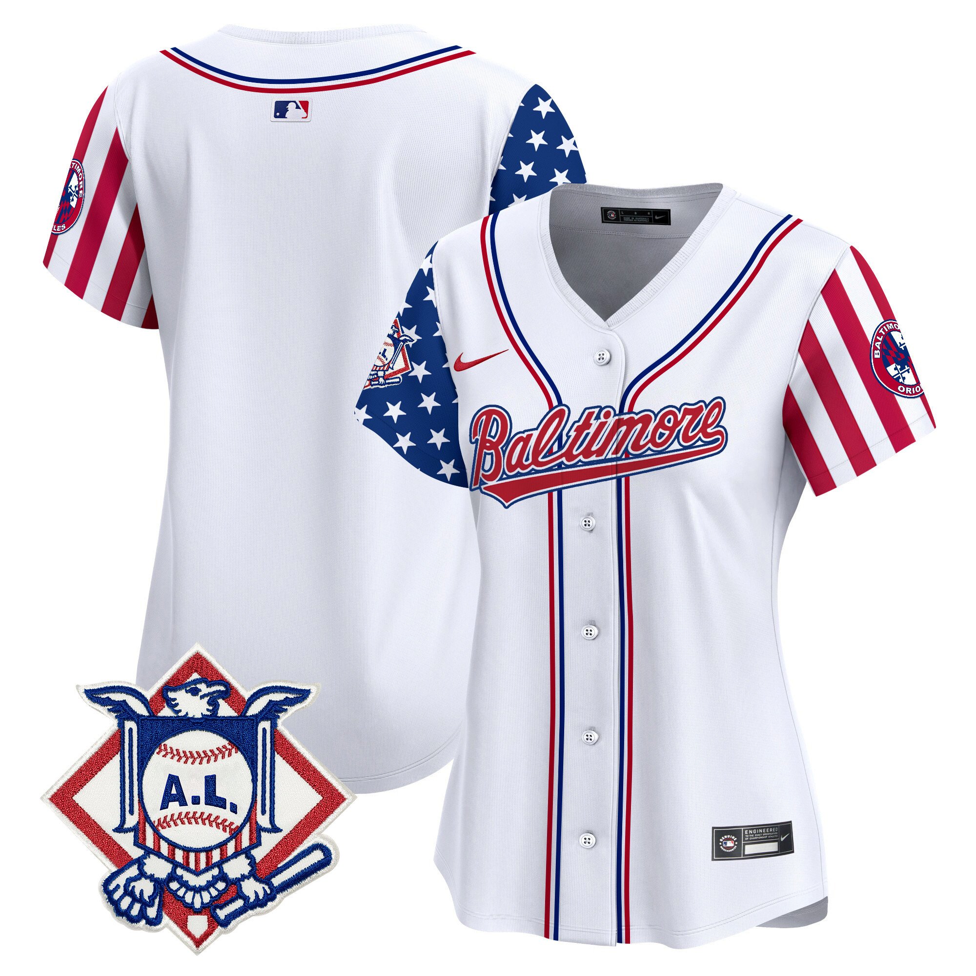 Women's Baltimore Orioles 2024 Fourth of July Vapor Premier Limited White Limited Jersey - All Stitched