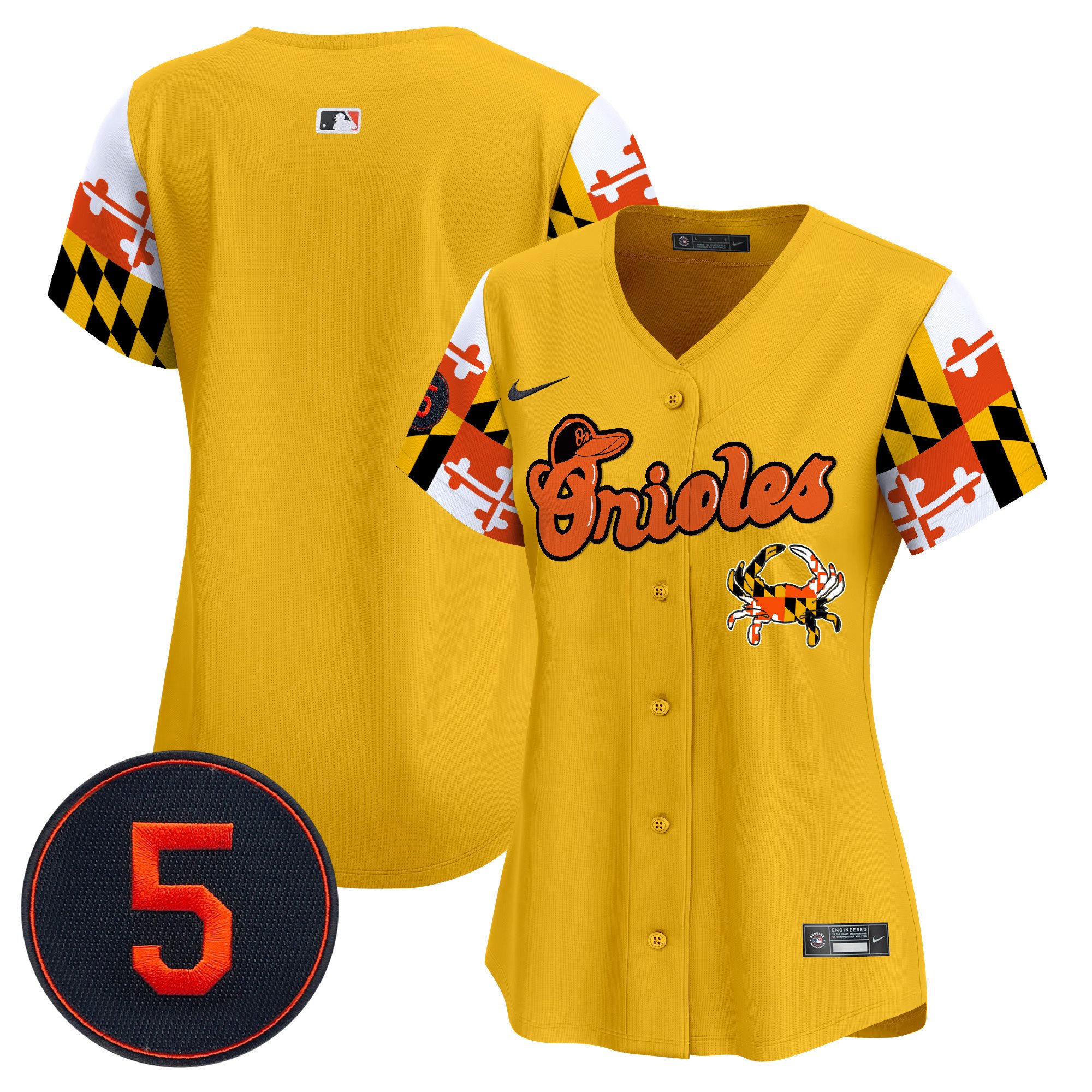 Women's Baltimore Orioles Robinson Patch Vapor Premier Limited Gold Jersey V7 - All Stitched