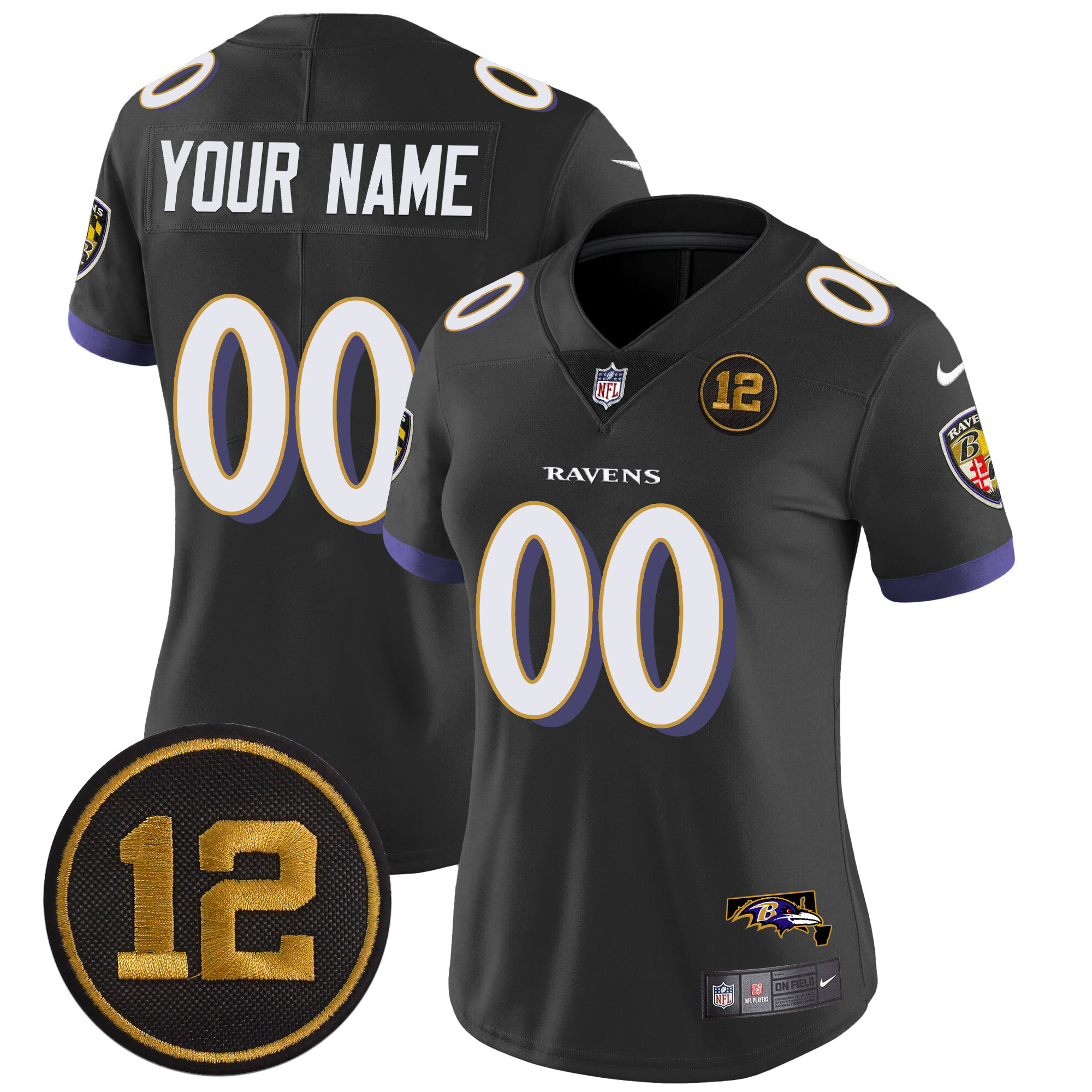 Women's Baltimore Ravens Jacoby Jones Patch Vapor Limited Custom Black Jersey - All Stitched