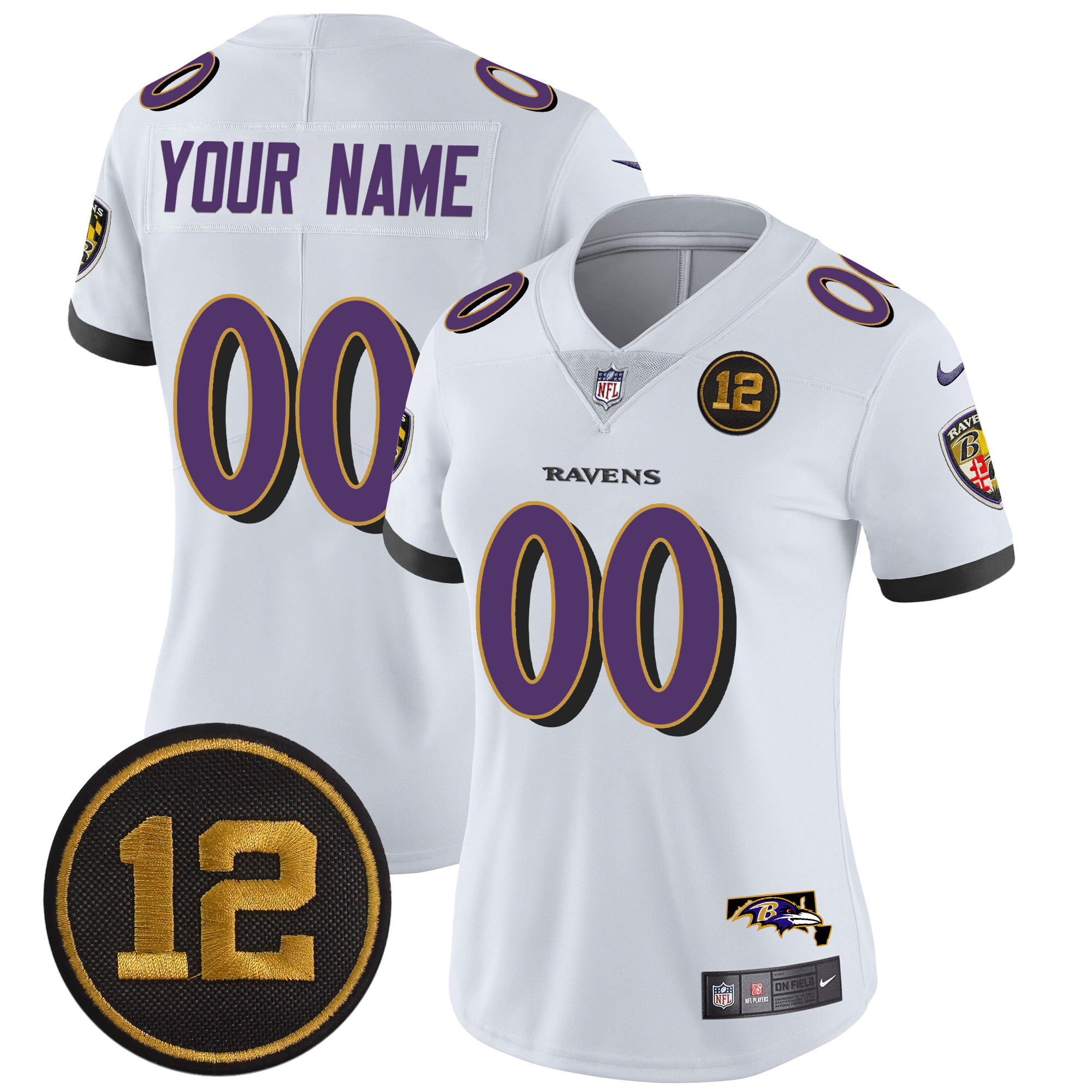 Women's Baltimore Ravens Jacoby Jones Patch Vapor Limited Custom White Jersey - All Stitched